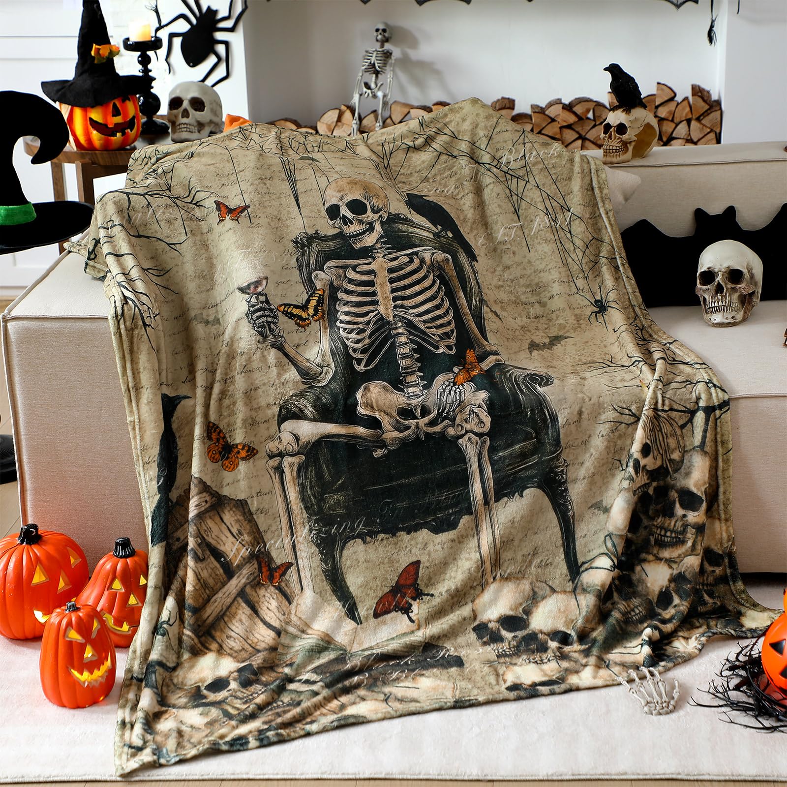 Breling Coastal Ocean Beach Throw Flannel Blanket Blue Seashells Cozy Fuzzy Warm Sea Ocean Throw Blanket Nautical Gift for Couch Sofa Bed Home Decor 60"x50"