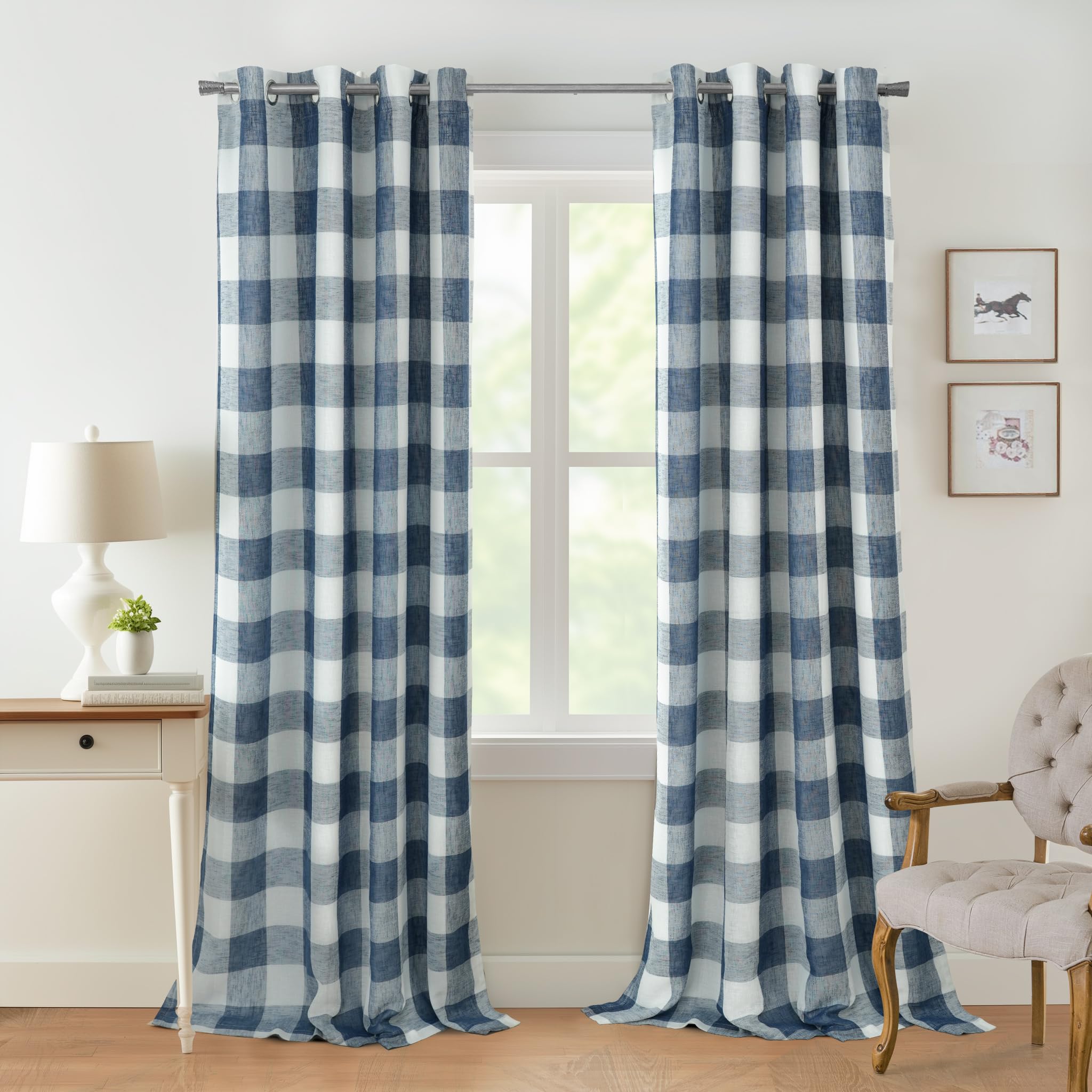 DriftAway Buffalo Plaid Check Curtains Blackout Room Darkening Thermal Insulated Red and White Buffalo Checkered Window Drapes for Farmhouse Bedroom Living Room Grommet Curtain 2 Panels 84 Inch Long