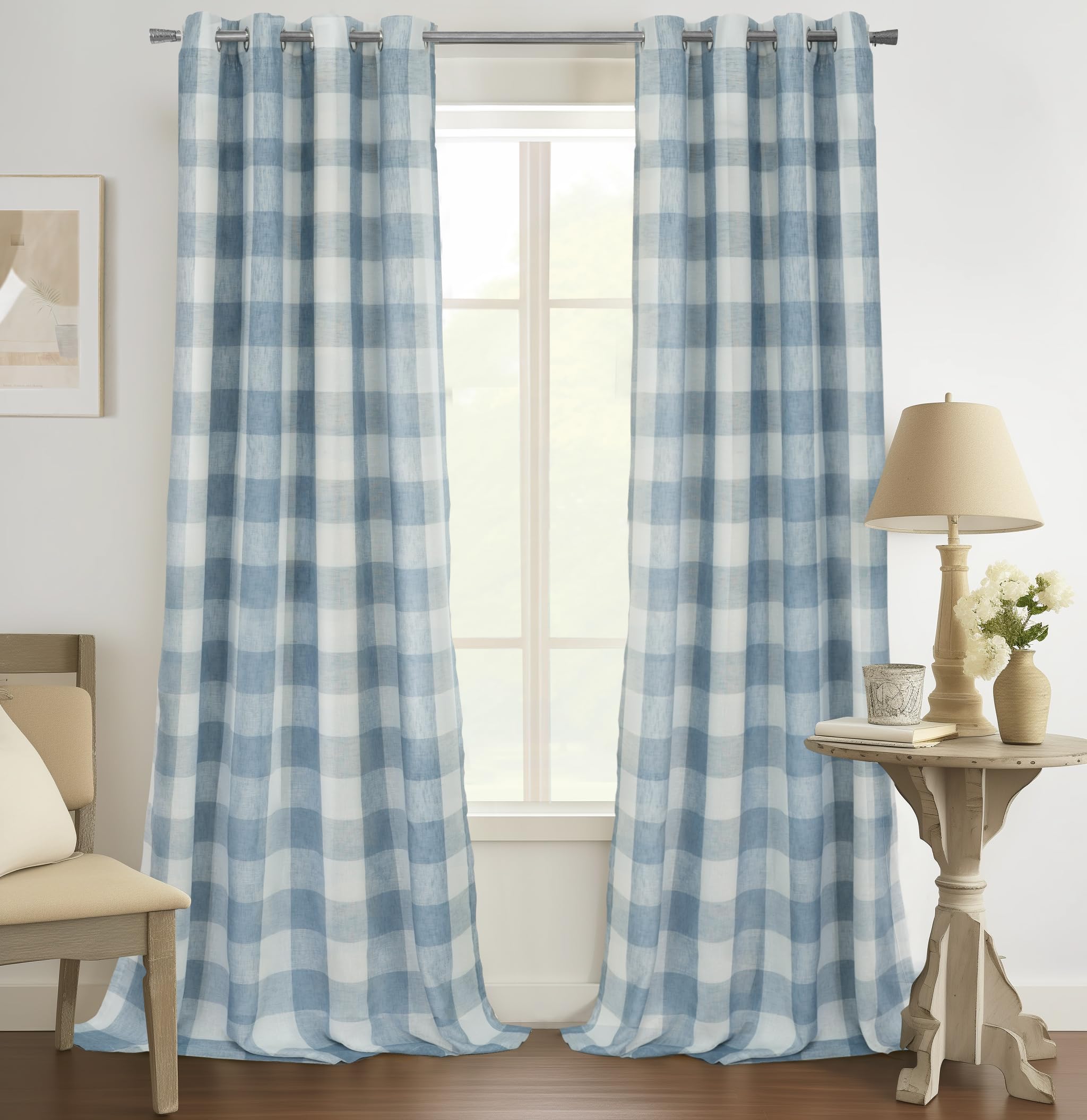 DriftAway Buffalo Plaid Check Curtains Blackout Room Darkening Thermal Insulated Red and White Buffalo Checkered Window Drapes for Farmhouse Bedroom Living Room Grommet Curtain 2 Panels 84 Inch Long