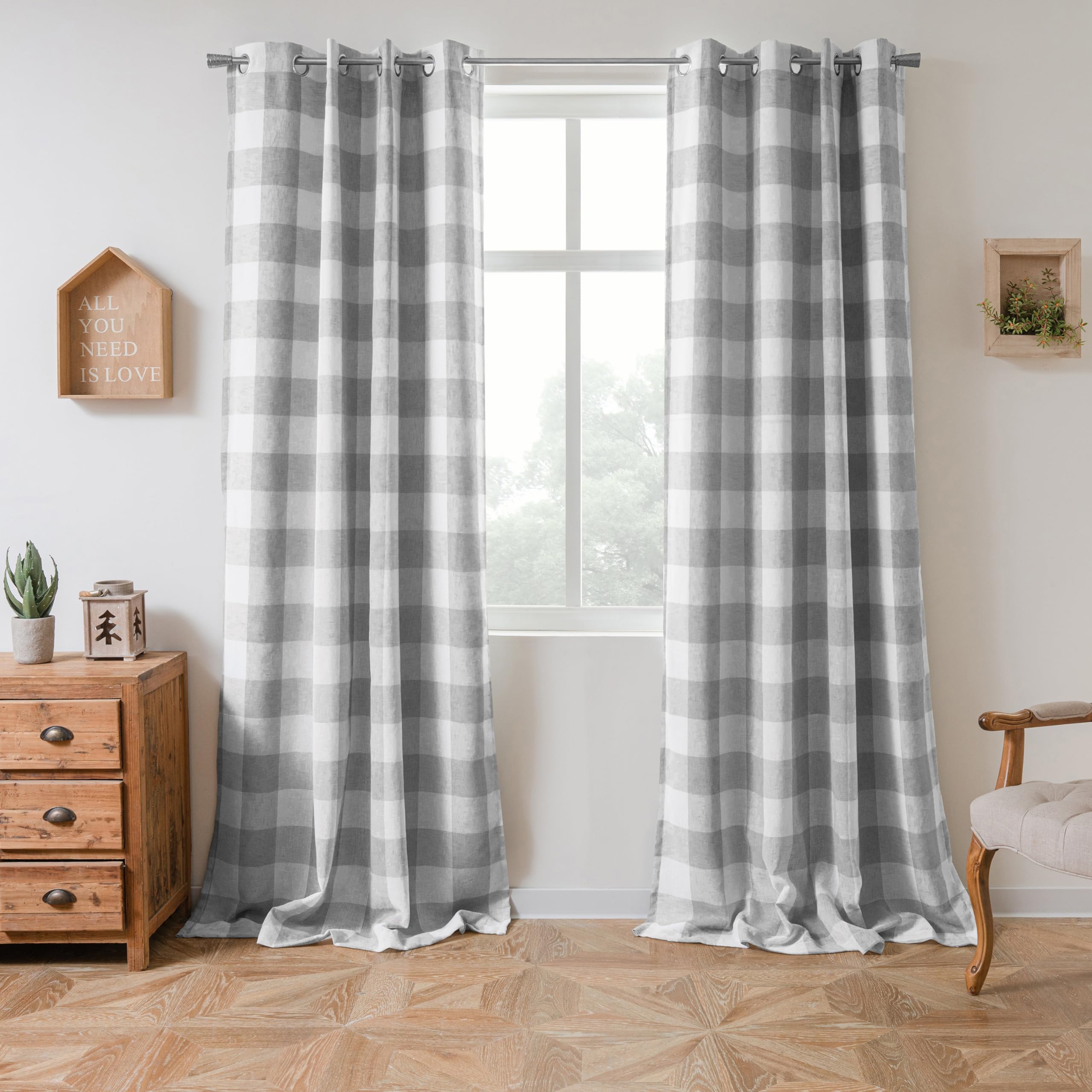 DriftAway Buffalo Plaid Check Curtains Blackout Room Darkening Thermal Insulated Red and White Buffalo Checkered Window Drapes for Farmhouse Bedroom Living Room Grommet Curtain 2 Panels 84 Inch Long