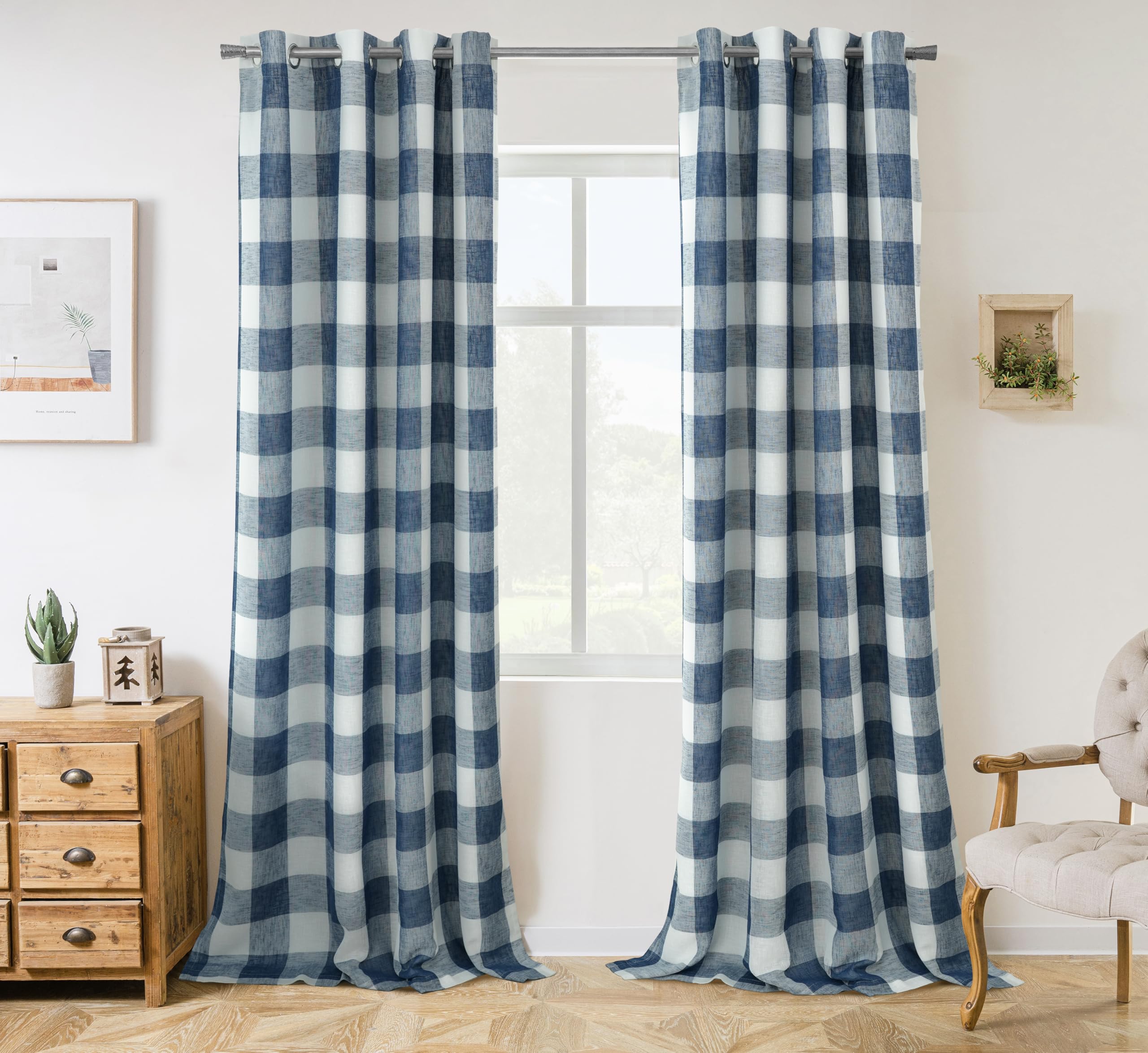 DriftAway Buffalo Plaid Check Curtains Blackout Room Darkening Thermal Insulated Red and White Buffalo Checkered Window Drapes for Farmhouse Bedroom Living Room Grommet Curtain 2 Panels 84 Inch Long