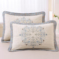 vctops 2-Piece Elegant Floral Embroidered Pillow Shams Queen Size 100% Cotton Quilted Decorative Pillow Shams Set (Cream,20"x28")