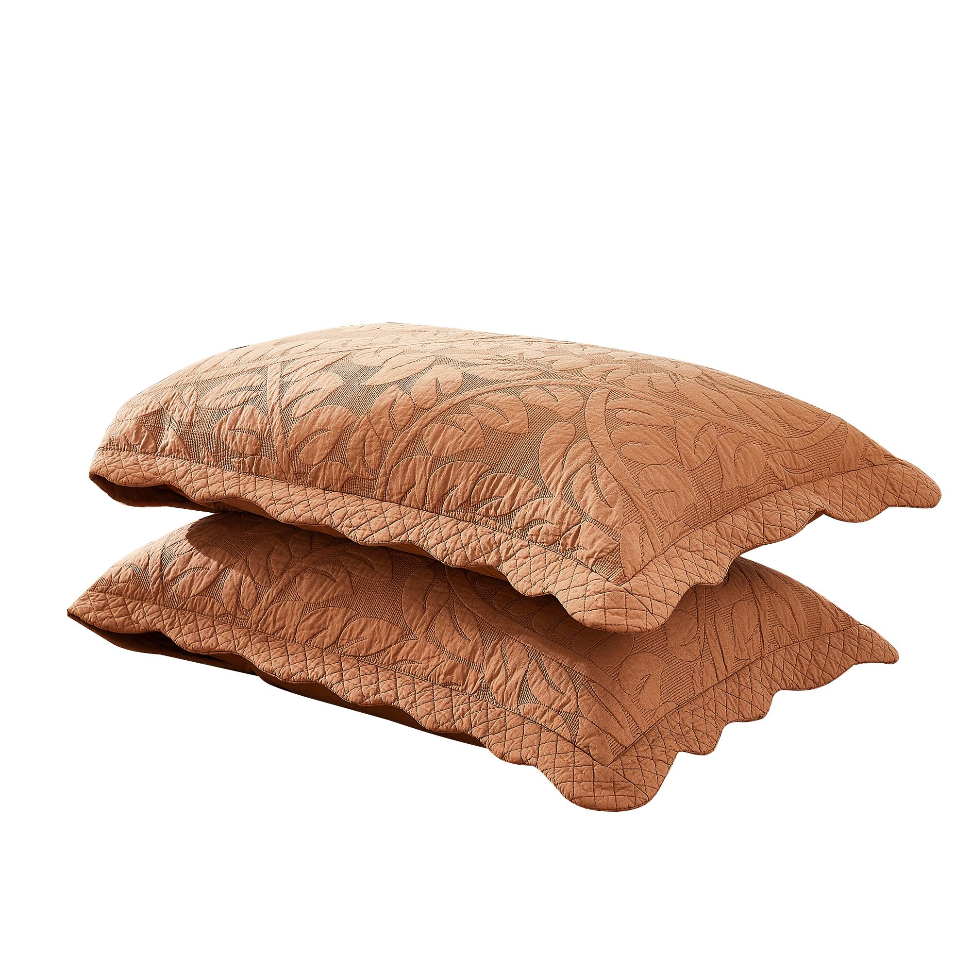 MarCielo 100% Cotton Embroidered Quilted Pillow Shams -Standard - Navy