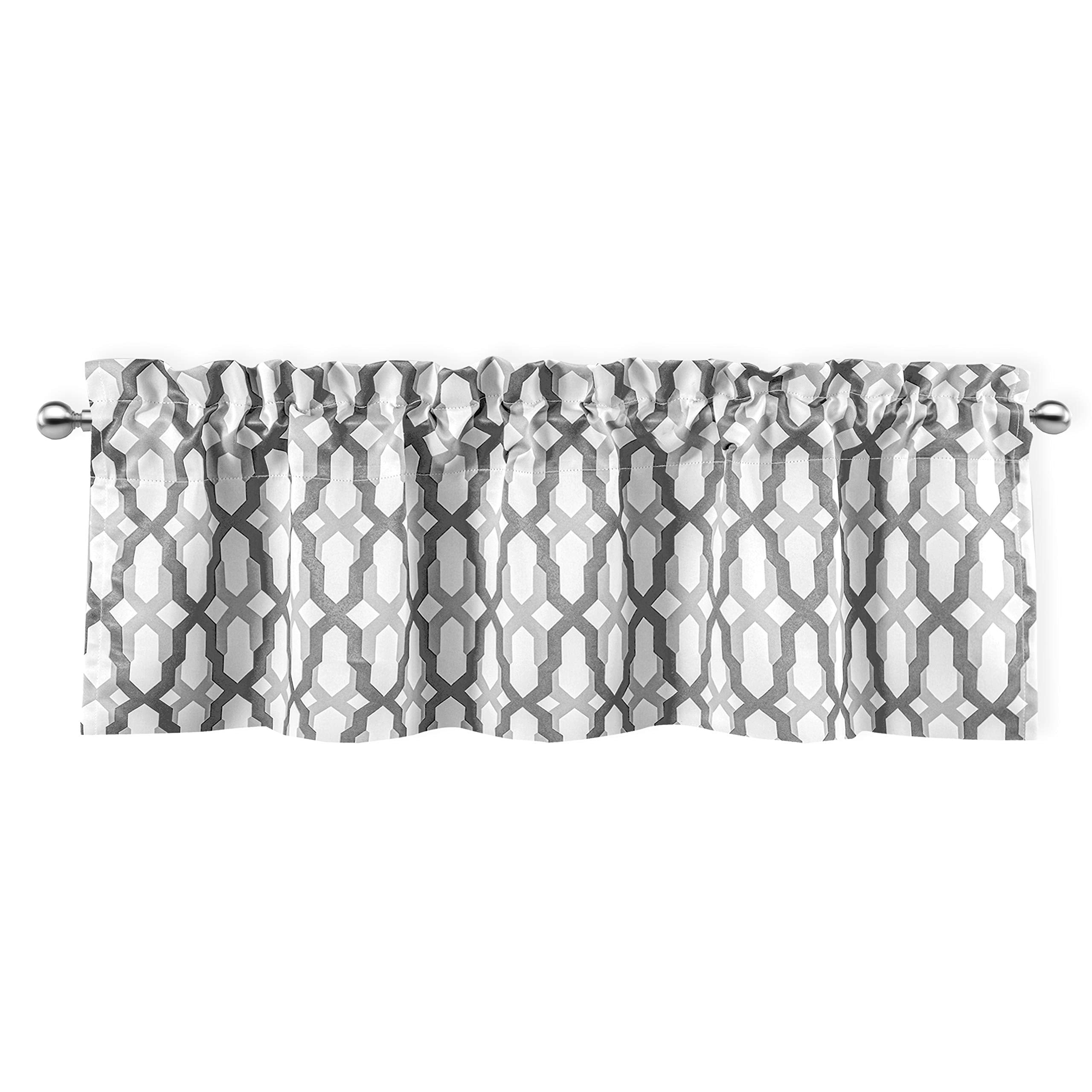 DriftAway Alexander Blackout Valances for Windows Thermal Insulated Kitchen Topper Geometric Moroccan Mid Century Pattern Match Thick Bathroom Curtain Valance Rod Pocket 52 Inch by 18 Inch Yellow/Gray