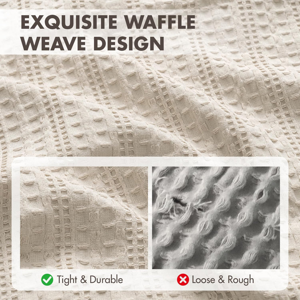 100% Cotton Waffle Pillow Shams Standard Size, 2 Pack 20x26 Decorative Pillow Covers for Bed Couch Sofa, Neutral Weave Cushion Cases Modern Farmhouse Home Decor, Oatmeal