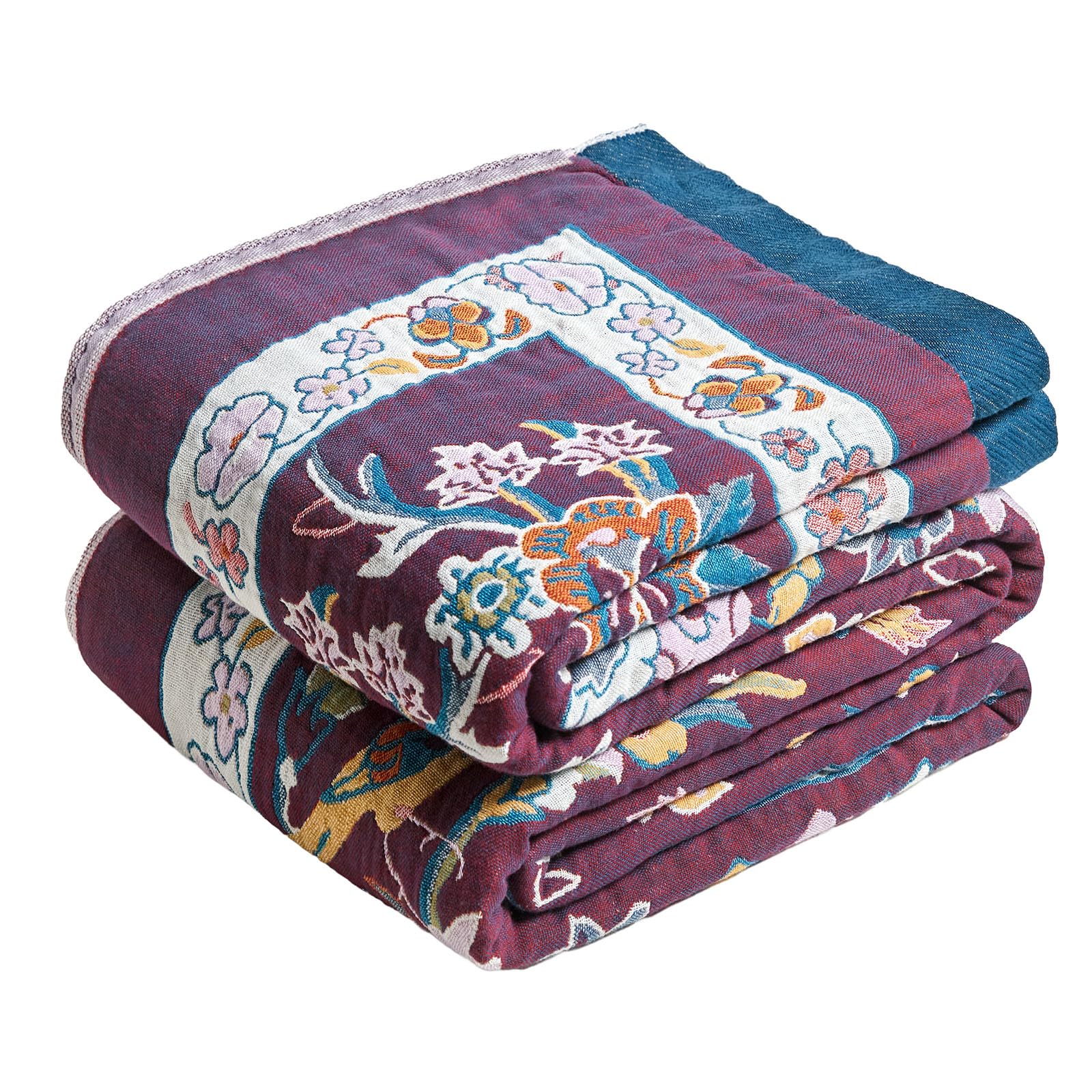 MSGKV Boho Throw Blanket 60''x80'',100% Cotton Blanket for Couch Bed, Summer Breathable Quilt Farmhouse Home Decor Soft Lightweight Picnic Blankets