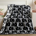 Buryeah Blue Bow Blanket Soft Microfiber Double Sided Bow Throw Blanket 50"x 60" Coquette Aesthetic Plush Bedding Stuff Sofa Chair Dormitory Room Decor for Women, Wedding Bridesmaid Gifts, Mother