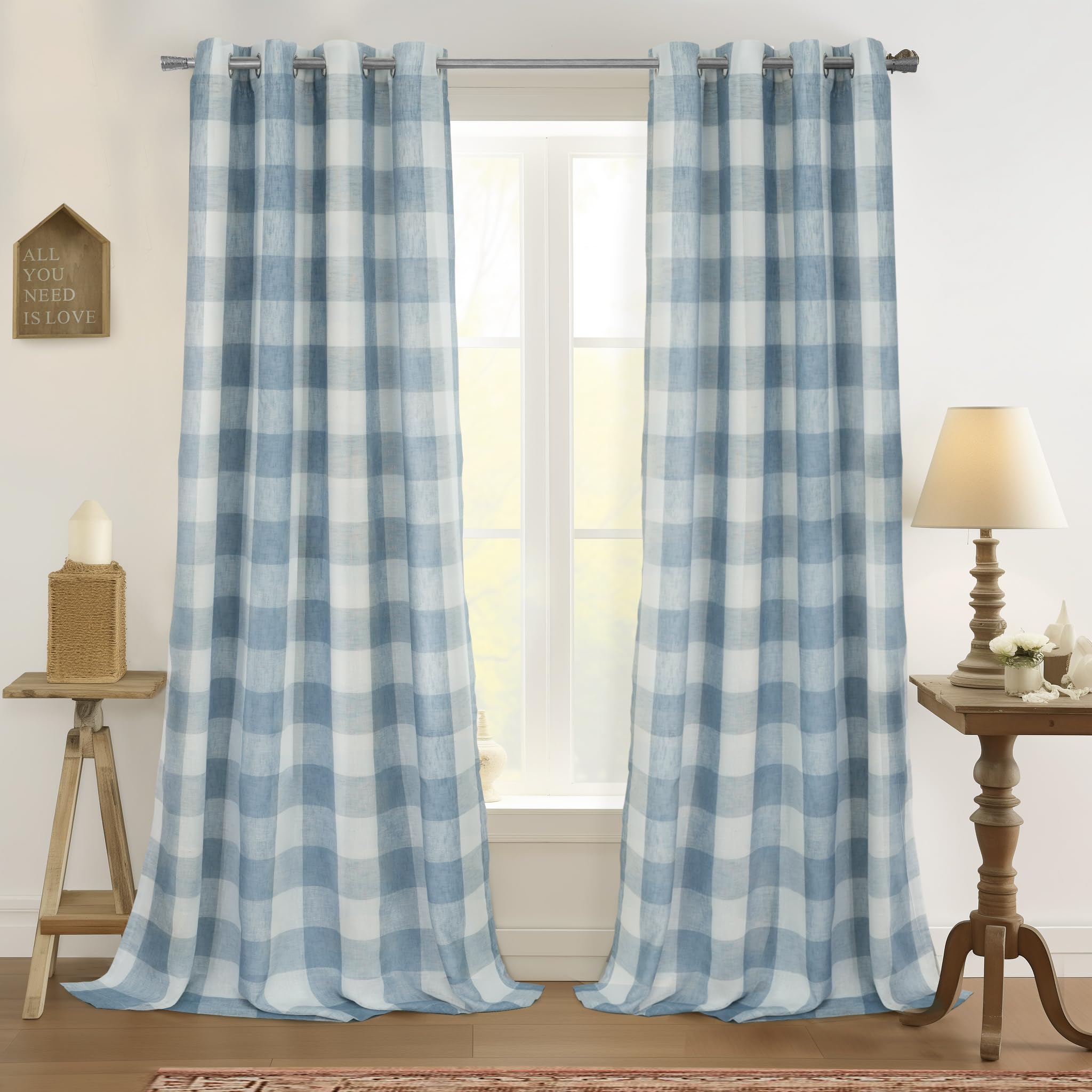 DriftAway Buffalo Plaid Check Curtains Blackout Room Darkening Thermal Insulated Red and White Buffalo Checkered Window Drapes for Farmhouse Bedroom Living Room Grommet Curtain 2 Panels 84 Inch Long