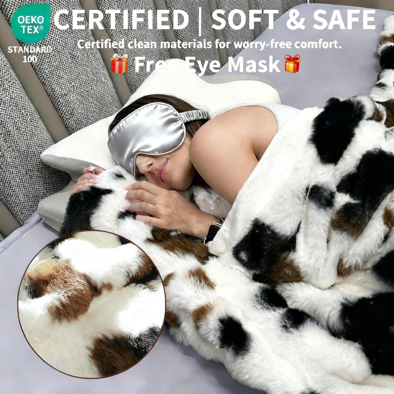 Cow Print Faux Fur Throw Blanket for Couch – 1000GSM Soft & Fluffy Cow Blanket for Bed, Sofa & Living Room, Warm Cozy Cow Gift for Women, 50x60 Inches Black to White Ombre with Brown Undertones