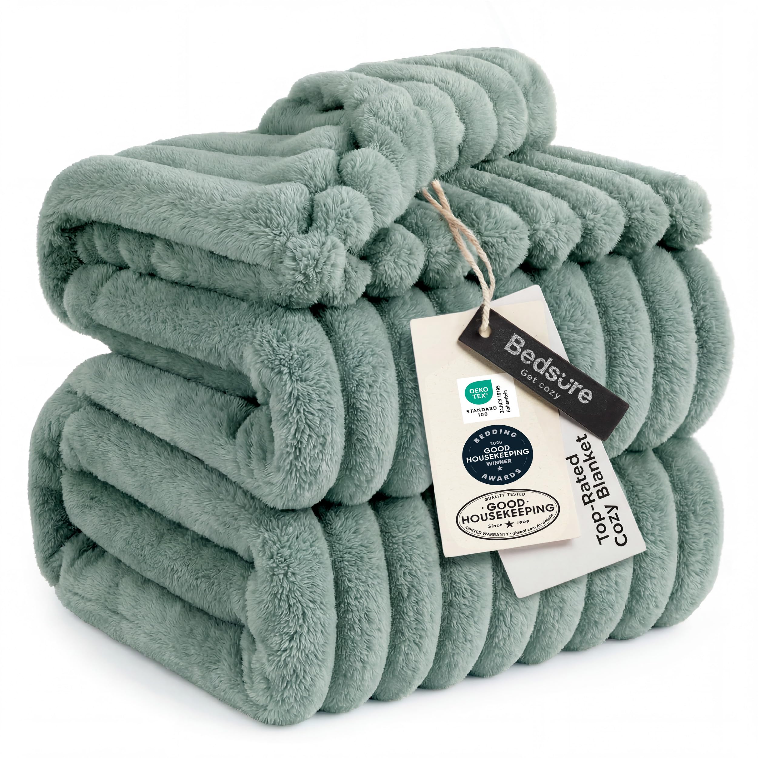 Bedsure GentleSoft Blankets Queen Size for Bed - Cozy Soft Sofa Couch Cover Blankets for Women, Cute Large Bedding Fleece Throws for Girls, Off White, 90x90 Inches