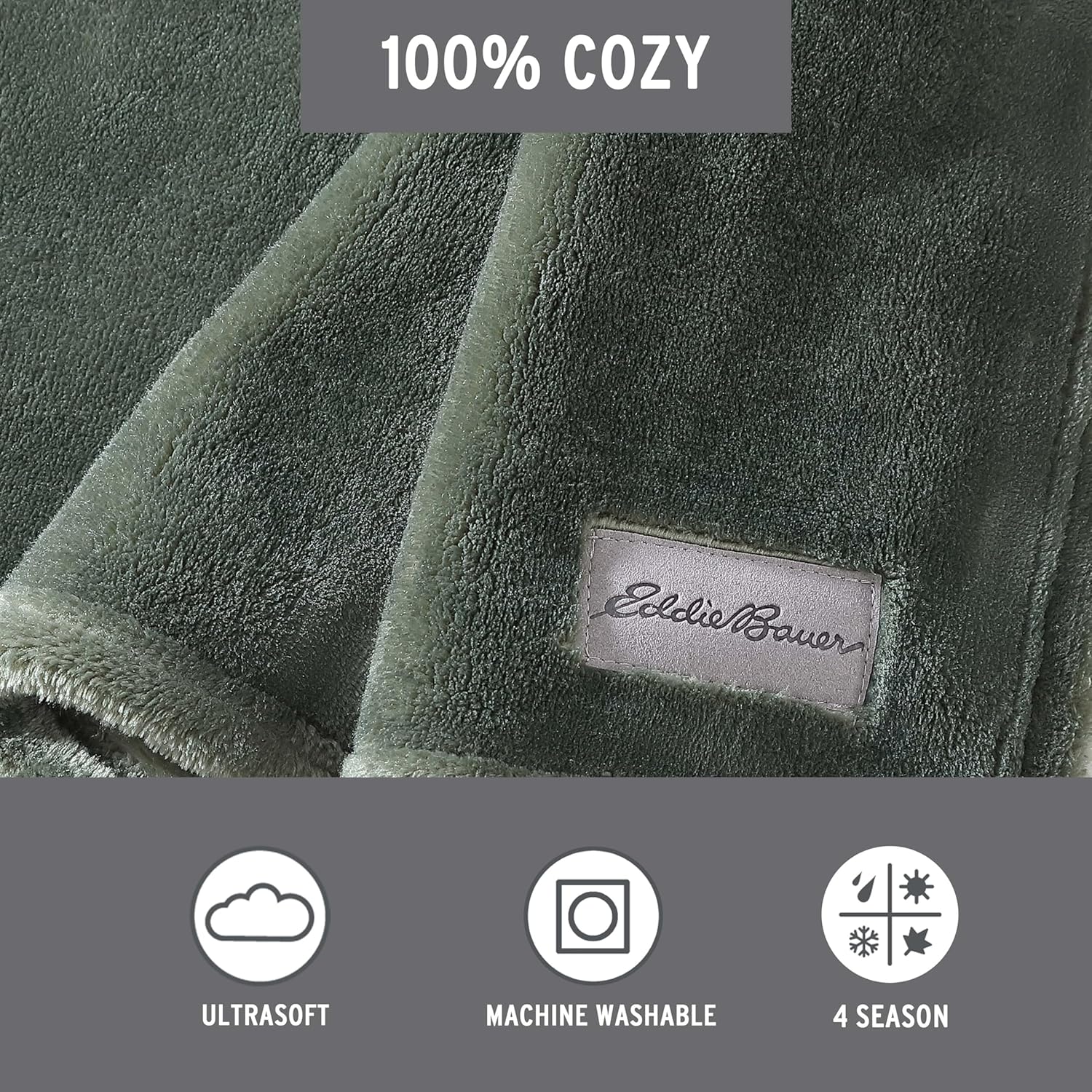 Eddie Bauer - Blanket, Super Soft Reversible Sherpa & Brushed Fleece Bedding, Throw Blankets for Couch, Ideal for Lounging (Ultra Lux Solid Green)