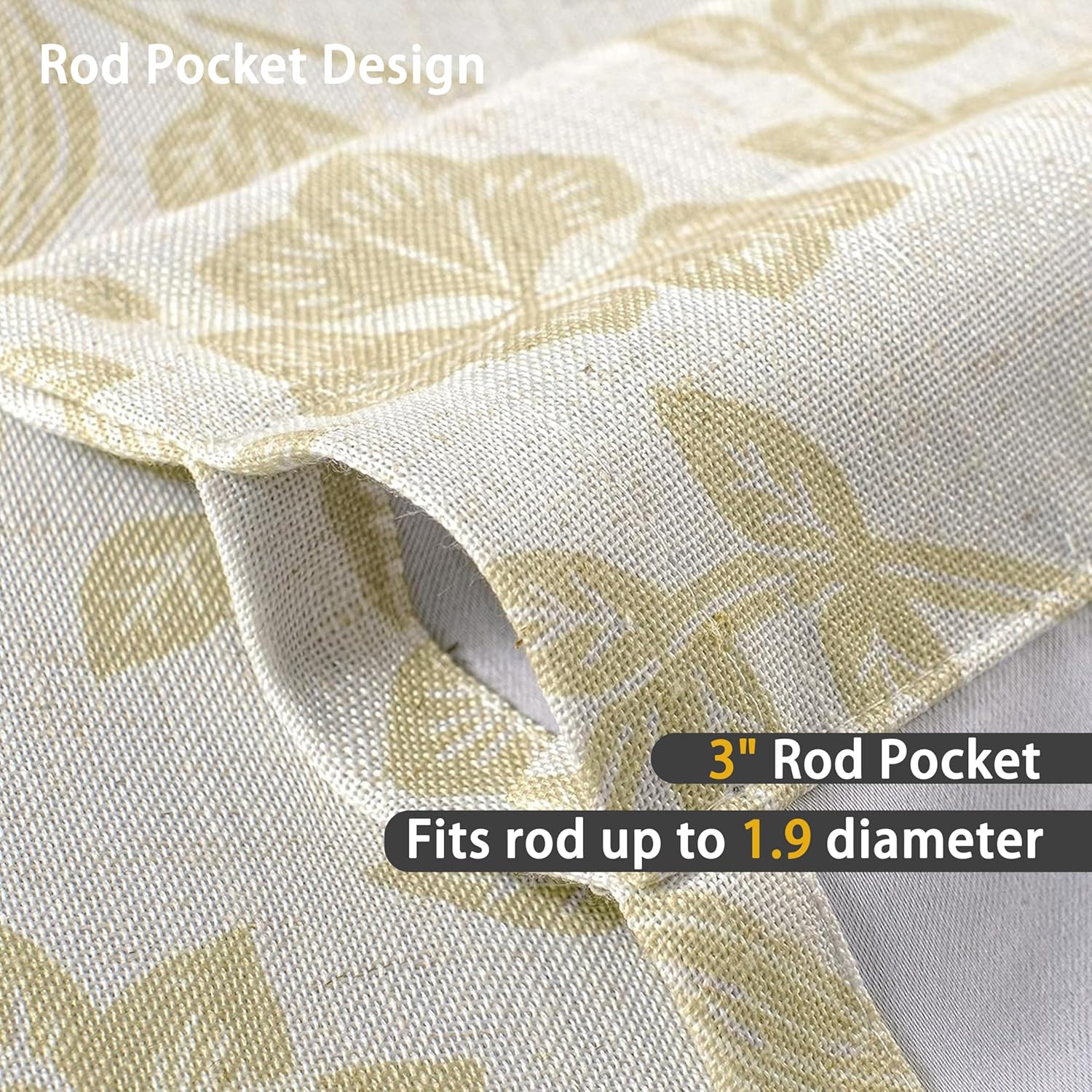 DriftAway Boho Linen Blend Kitchen Valance Curtain Blackout 18 Inch for Living Room Lined Rod Pocket Floral Farmhouse Country Short Curtains for Small Windows 1 Panel