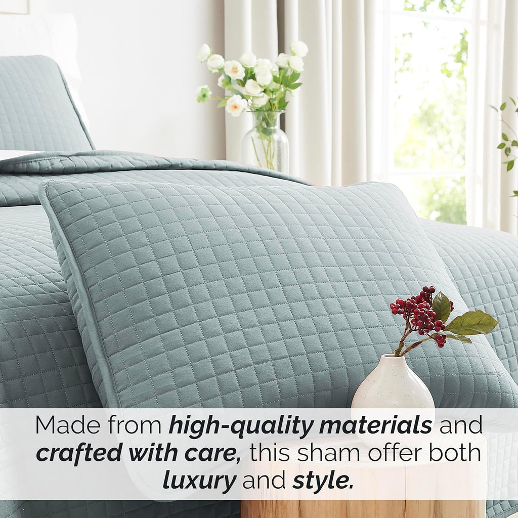 Southshore Fine Living, Inc. Blue Pillow Covers 20"x26", Decorative Pillow Shams Standard Size Set of 2, Fits Twin/Full/Queen Pillows, Breathable Quilted Pillow Shams Complement Quilt Set, Steel Blue