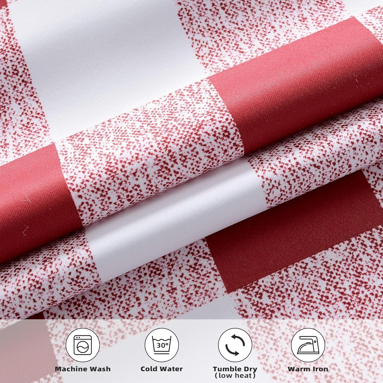 DriftAway Buffalo Plaid Check Curtains Blackout Room Darkening Thermal Insulated Red and White Buffalo Checkered Window Drapes for Farmhouse Bedroom Living Room Grommet Curtain 2 Panels 84 Inch Long