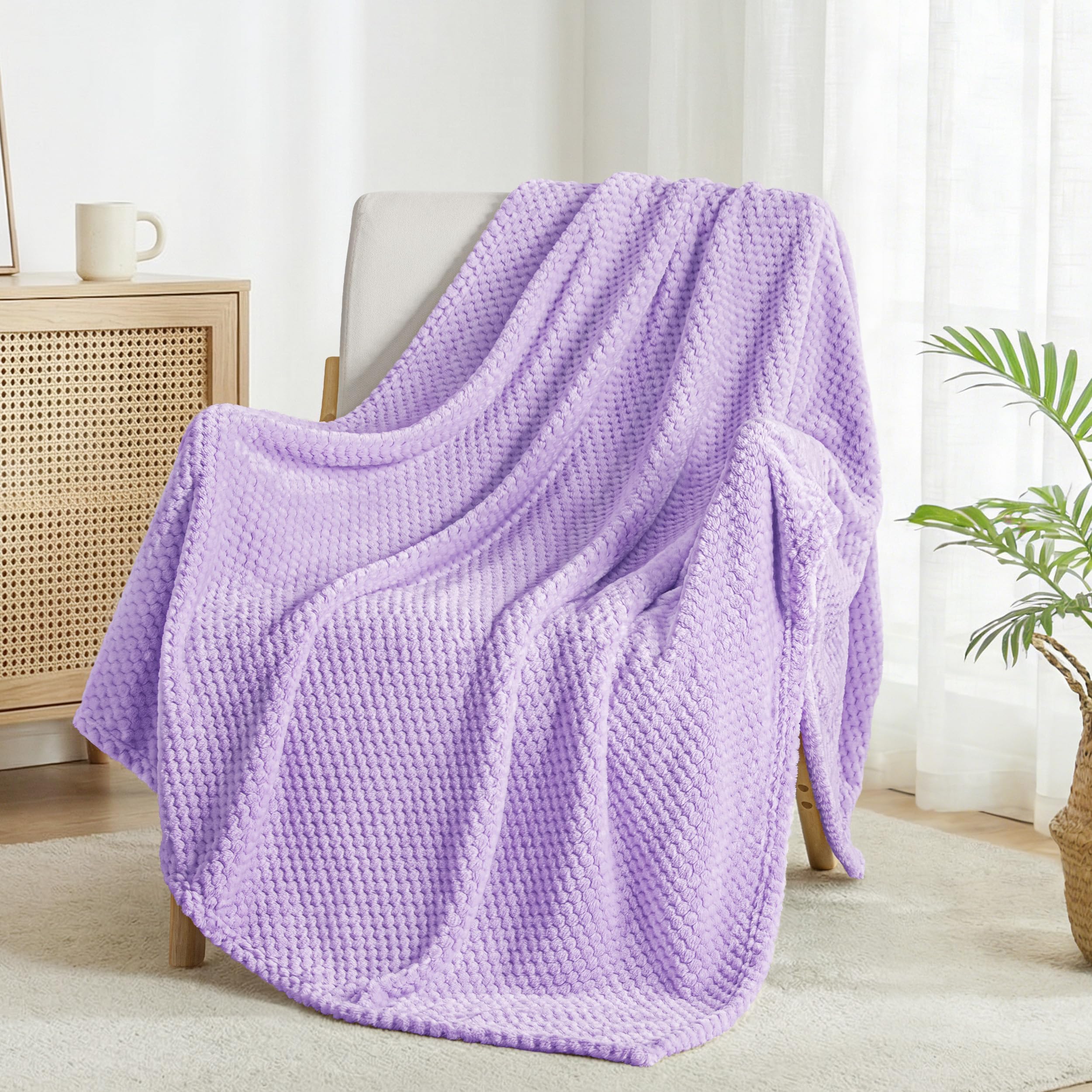 Exclusivo Mezcla Fleece Throw Blanket Extra Large, Super Soft and Warm Blankets for Couch, Sofa and Bed Waffle Textured, Cozy, Fuzzy and Lightweight (Slate Blue, 50x70 Inches)