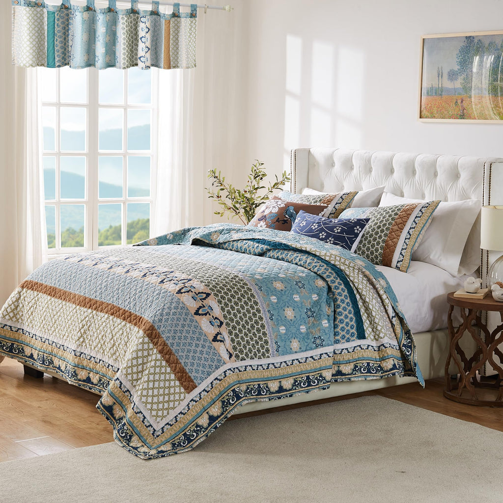 Greenland Home Thalia Quilted Bedding Set, 7-Piece Twin/XL, Blue, One Set
