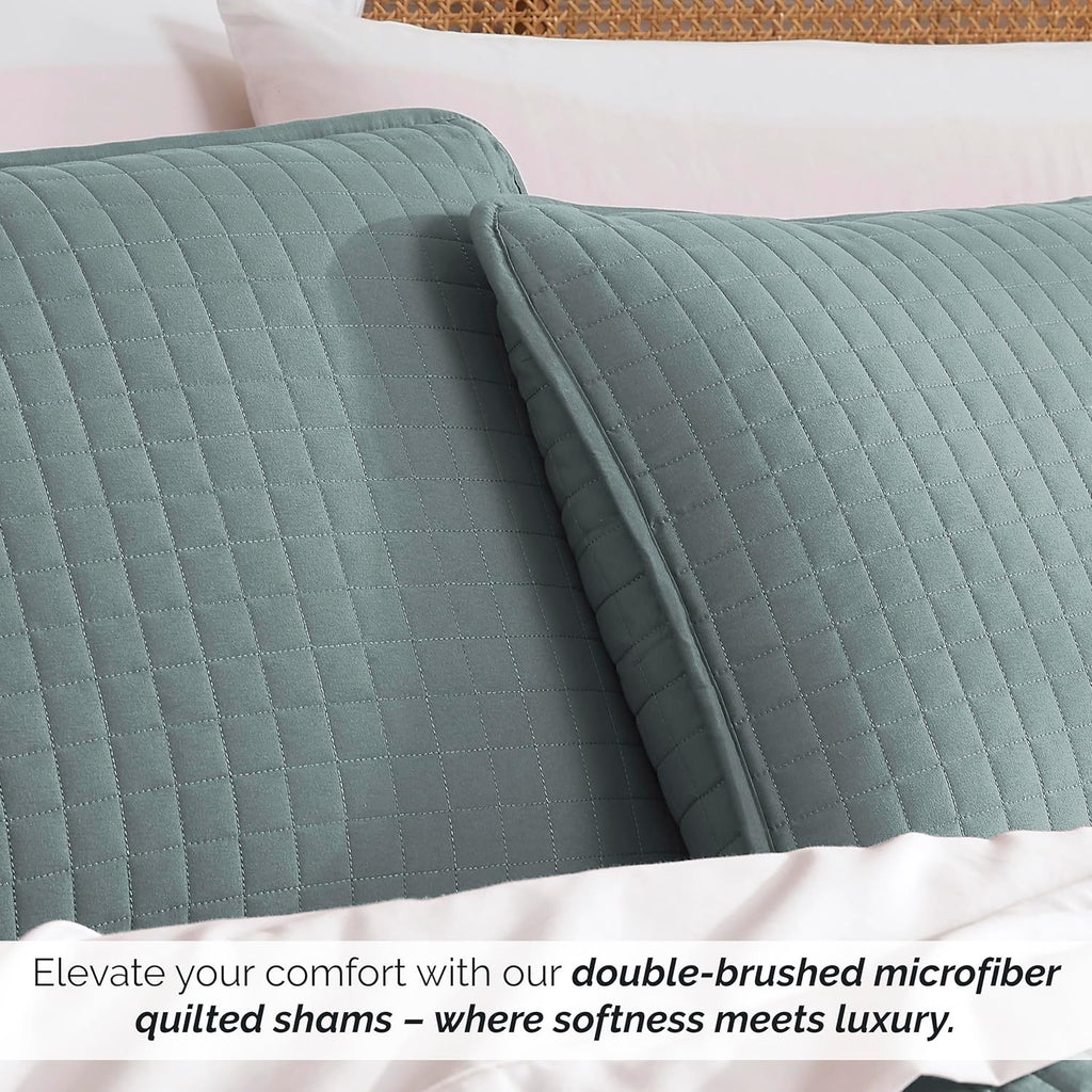 Southshore Fine Living, Inc. Blue Pillow Covers 20"x26", Decorative Pillow Shams Standard Size Set of 2, Fits Twin/Full/Queen Pillows, Breathable Quilted Pillow Shams Complement Quilt Set, Steel Blue