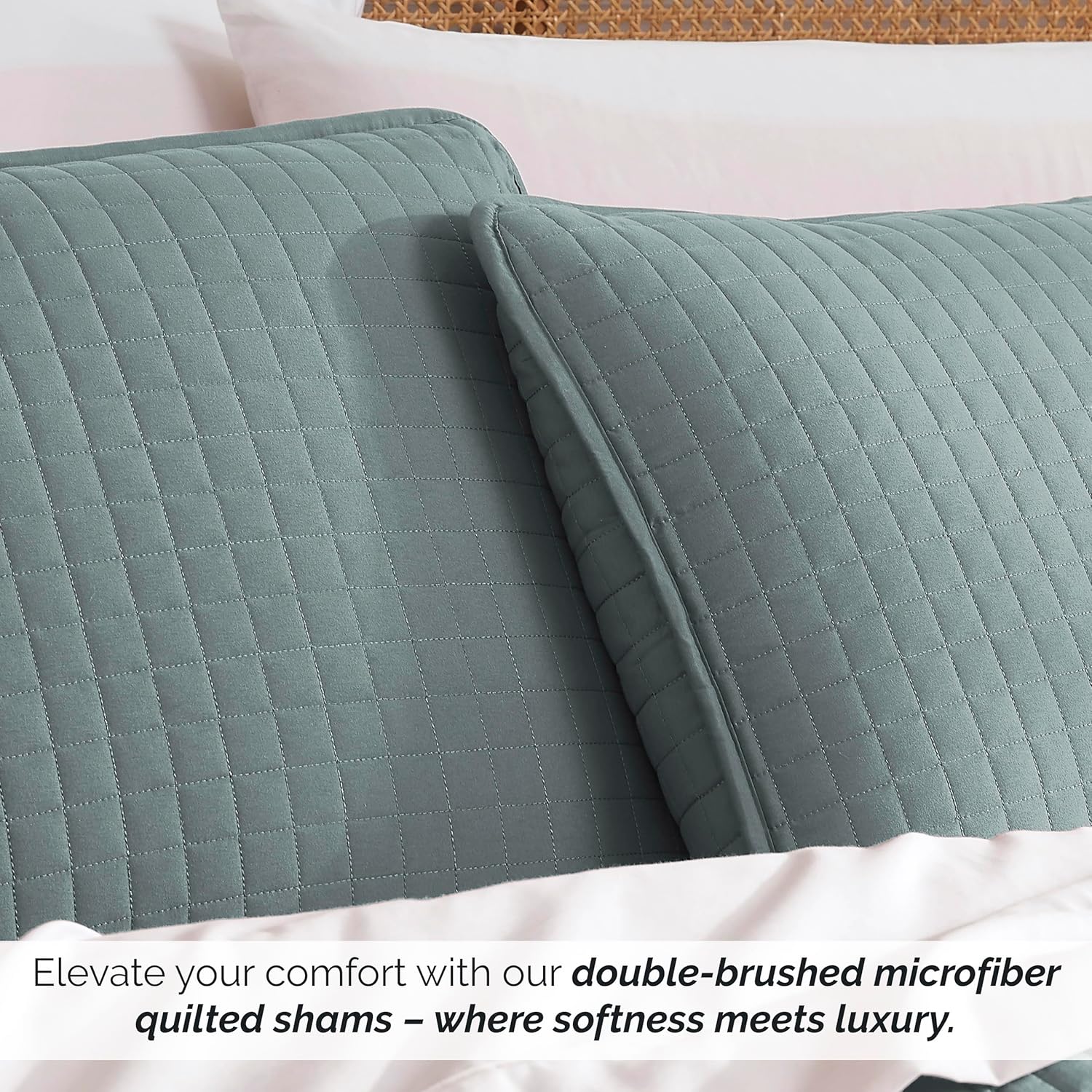 Southshore Fine Living, Inc. Blue Pillow Covers 20"x26", Decorative Pillow Shams Standard Size Set of 2, Fits Twin/Full/Queen Pillows, Breathable Quilted Pillow Shams Complement Quilt Set, Steel Blue