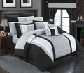 Chic Home Black Bed in a Bag Comforter Set, King Size (24 Pieces), Danielle - Pintuck Embroidery Colorblock Bedding - Comforter, Sheets, Shams, Bed Skirt, Pillowcases, Valances, Curtain Ties & Pillows