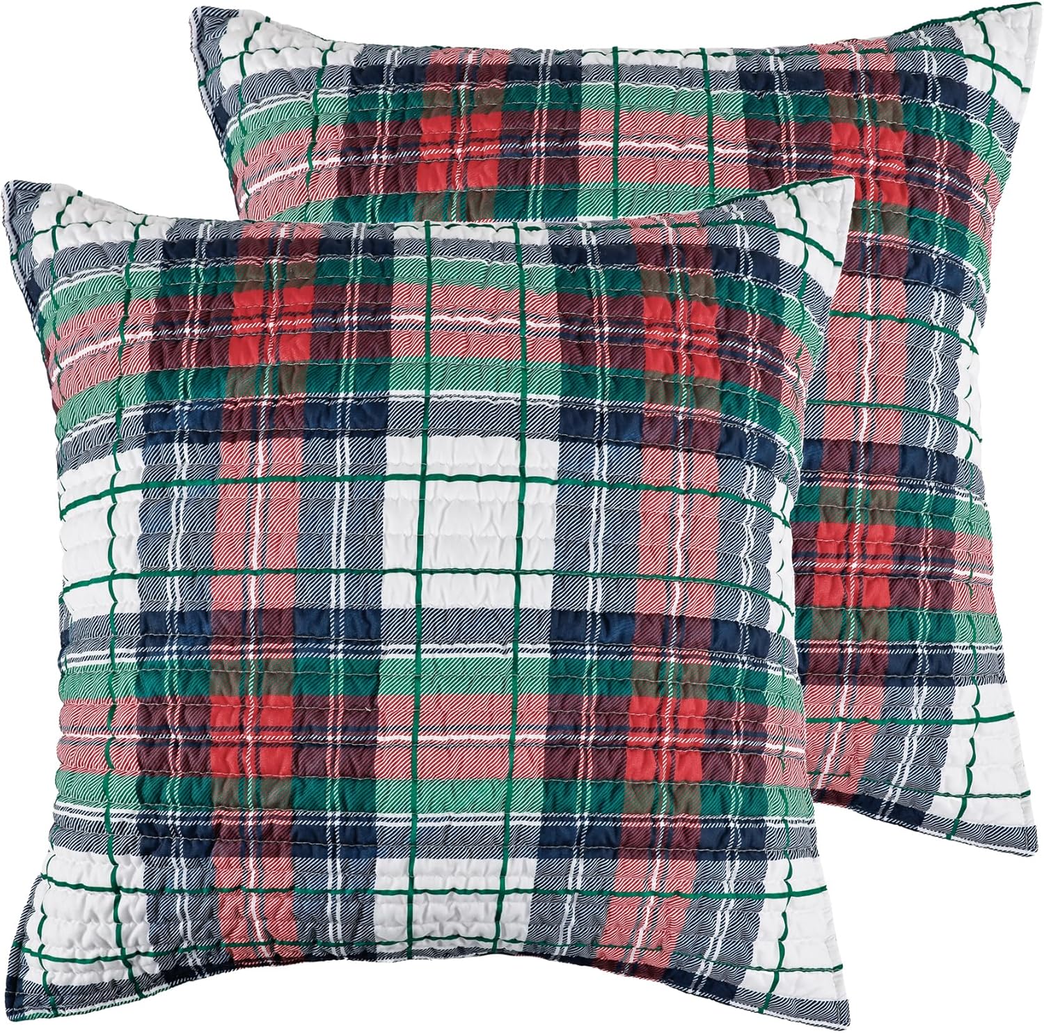Levtex Home - Spencer Plaid Neutral - Standard Shams Set of 2 (20x26in.) - Plaid - Beige Tan Cream - Cotton