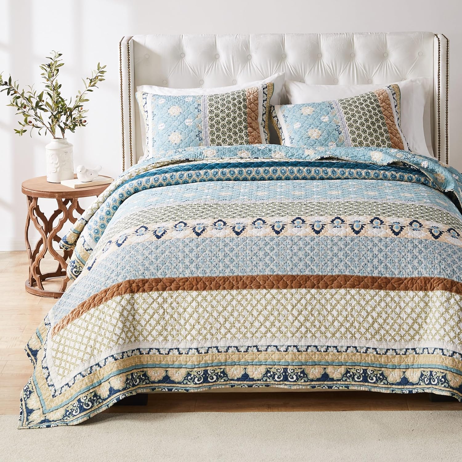 Greenland Home Thalia Quilted Bedding Set, 7-Piece Twin/XL, Blue, One Set