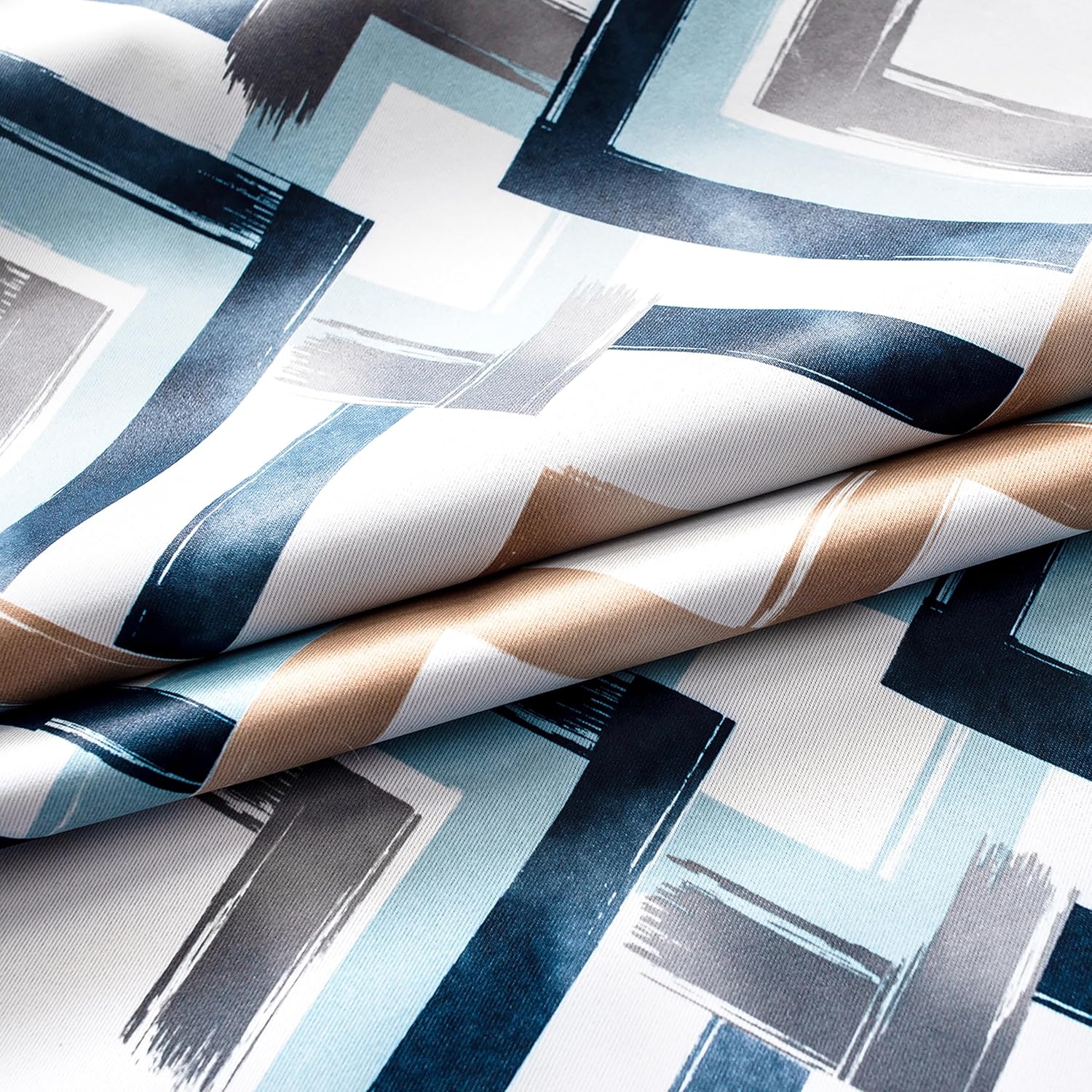 DriftAway Diamond Trellis Watercolor Geometric Checker Plaid Pattern Blackout Thermal Insulated Energy Saving Window Curtain Valance Rod Pocket Single 52 Inch by 18 Inch Plus 2 Inch Header Navy