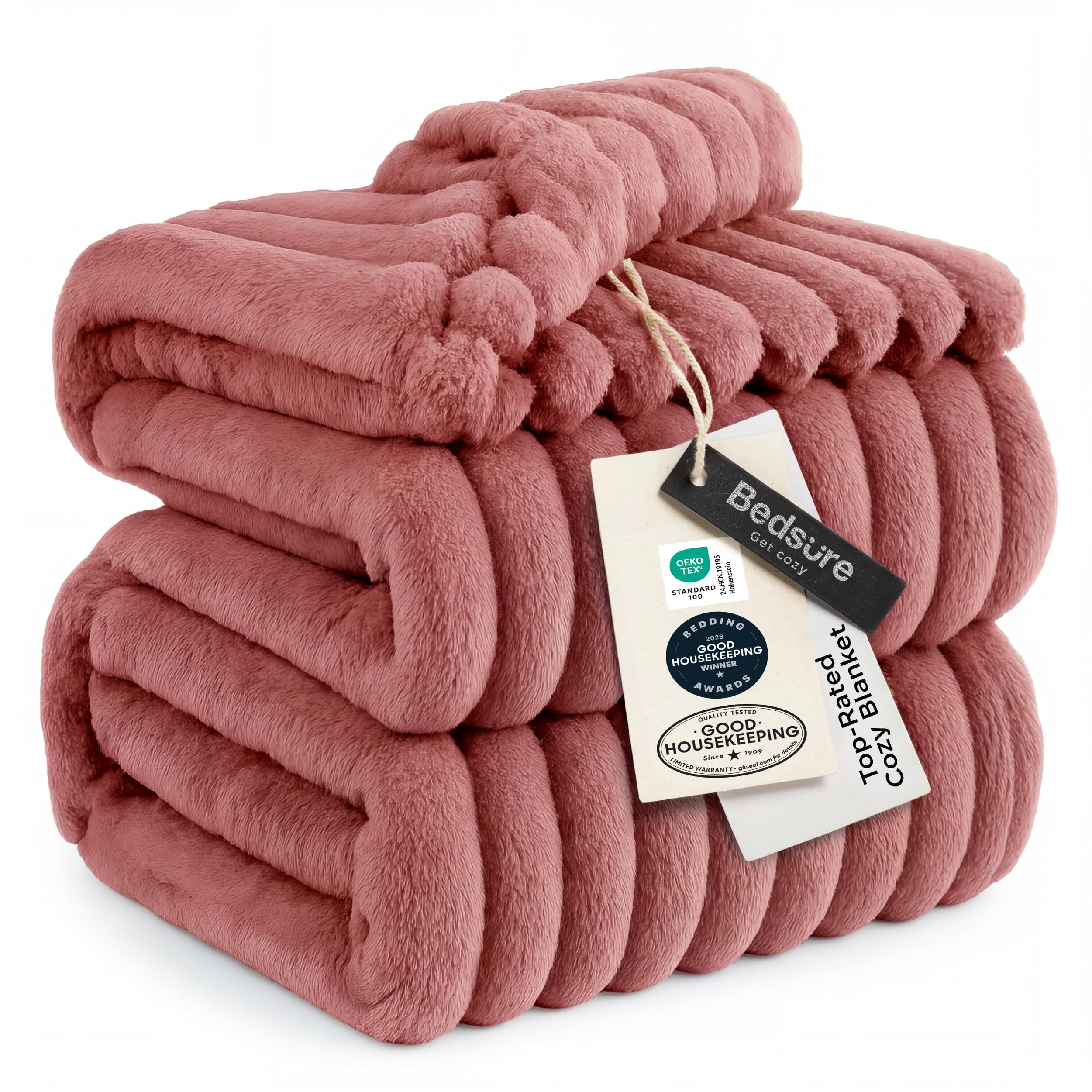 Bedsure GentleSoft Blankets Queen Size for Bed - Cozy Soft Sofa Couch Cover Blankets for Women, Cute Large Bedding Fleece Throws for Girls, Off White, 90x90 Inches