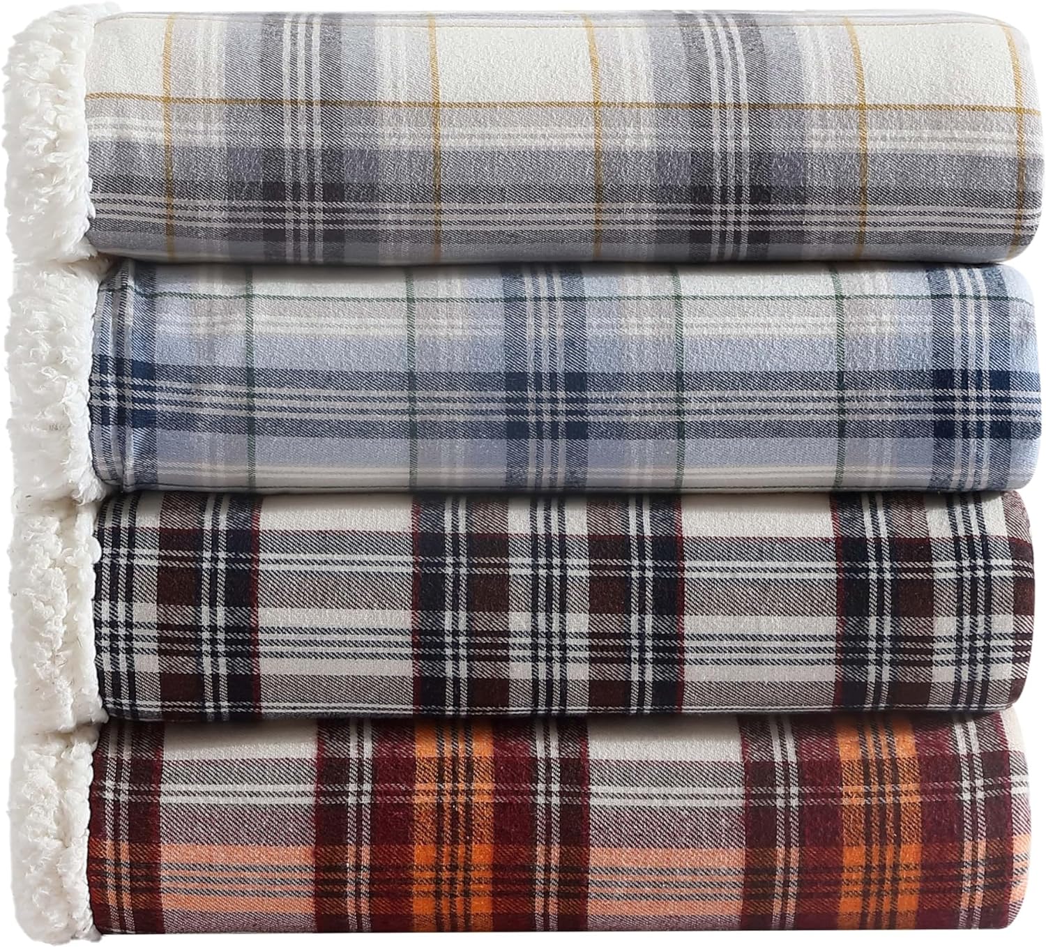 Eddie Bauer - Throw Blanket, Brushed Fleece & Plush Sherpa Soft Bedding, Throw Blanket for Couch & Bed (Edgewood Plaid Grey, 50" x 60")