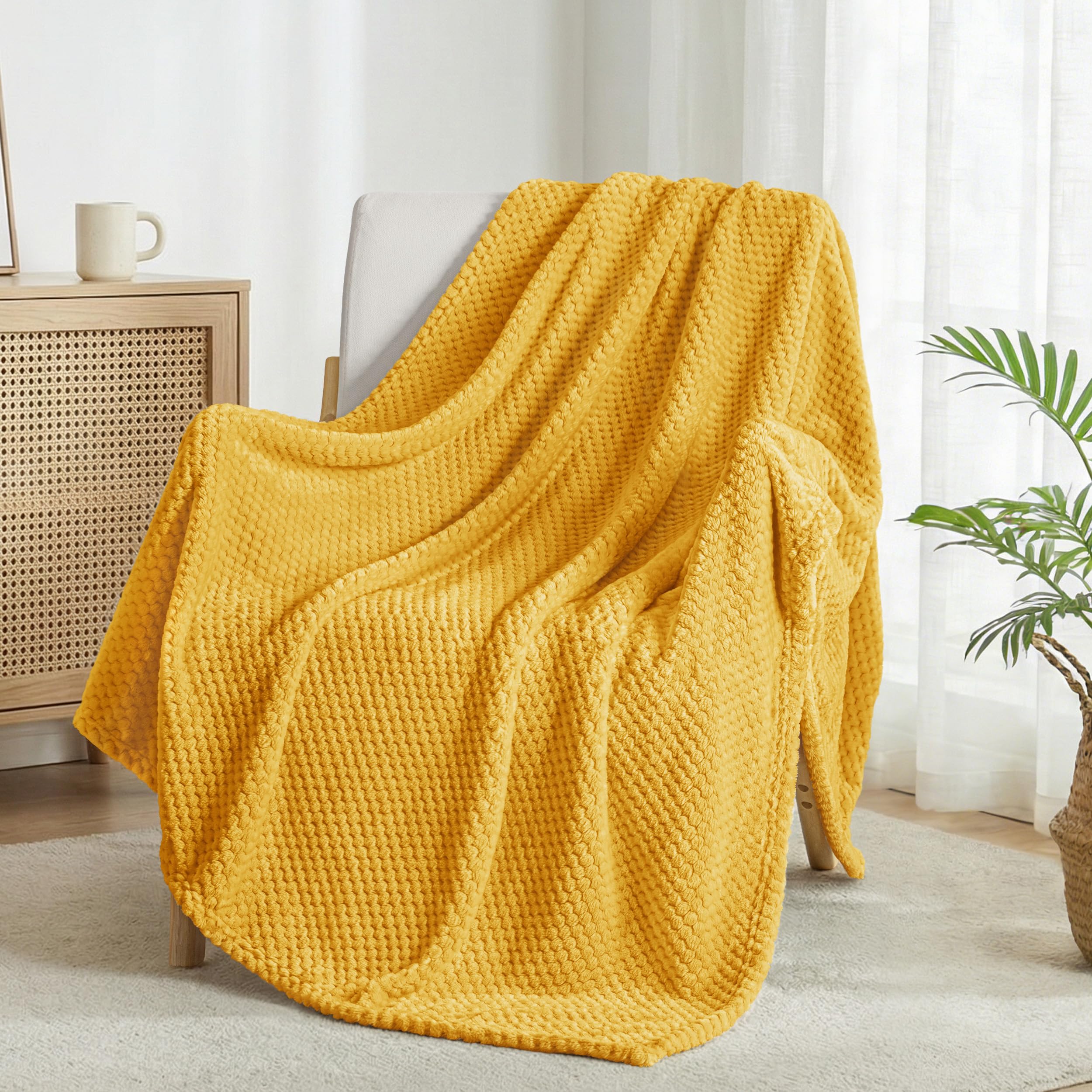 Exclusivo Mezcla Fleece Throw Blanket Extra Large, Super Soft and Warm Blankets for Couch, Sofa and Bed Waffle Textured, Cozy, Fuzzy and Lightweight (Slate Blue, 50x70 Inches)