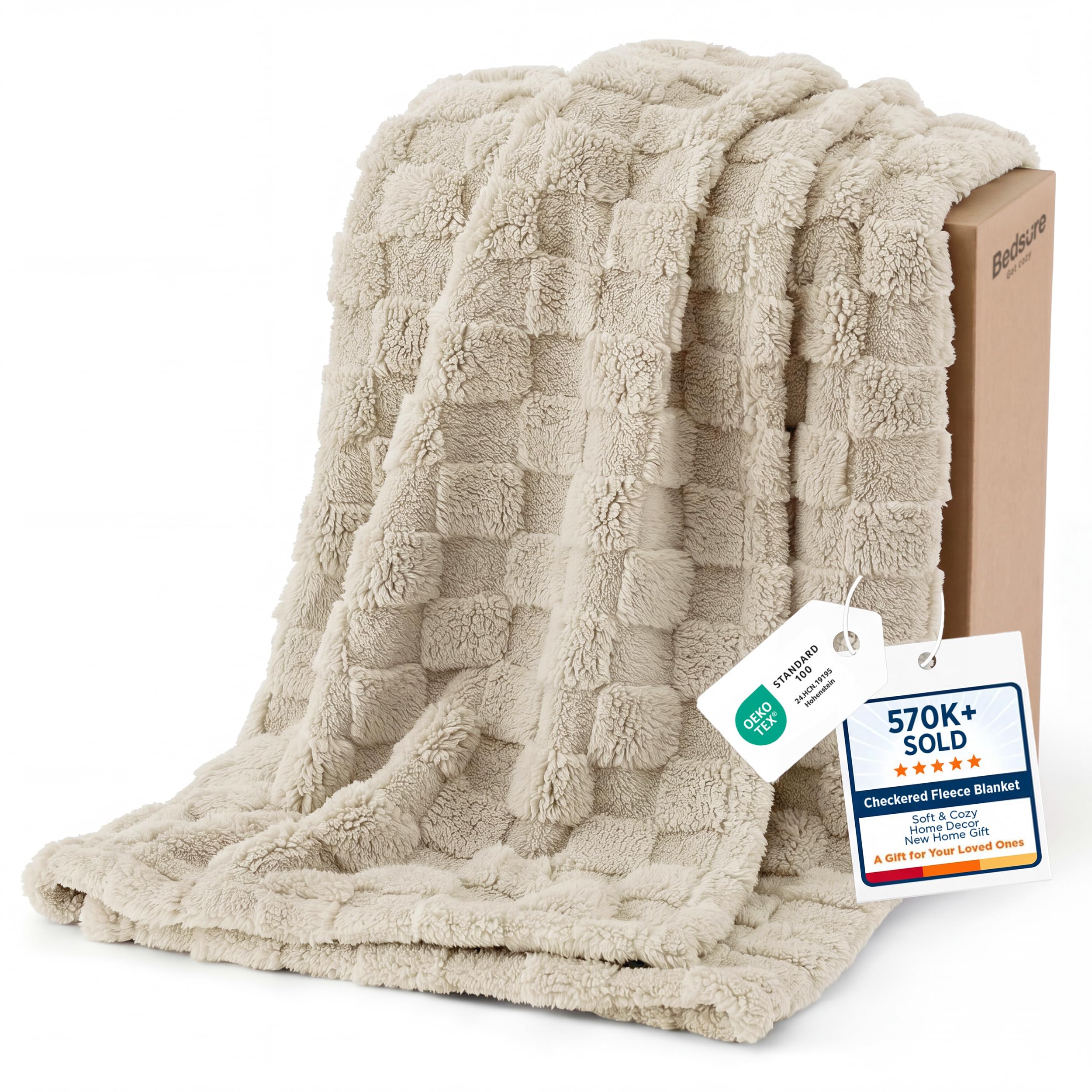 Bedsure GentleSoft Sage Green Throw Blanket for Couch - Checkered Cute Fleece Blankets, Soft Cozy Summer Throw for Bedroom Home Decor Gifts for Mom Girls, Green, 50x60 Inches
