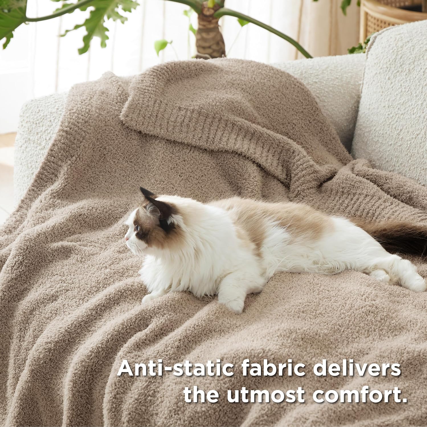 Bedsure Gentlesoft Cozy Knit Throw Blanket - Super Soft Fluffy Blanket for Couch, Bed, Sofa, Lightweight Warm All Season Plush Blankets, Mothers Day, Birthday Gifts for Women Men, Brown, 50x60 Inches