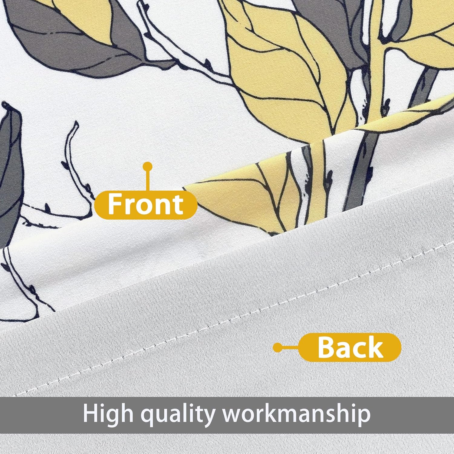 DriftAway Ryan Sketch Flower Floral Branch Leaves Lined Thermal Insulated Window Curtain Valance Rod Pocket 52 Inch by 18 Inch Plus 2 Inch Header Yellow Gray