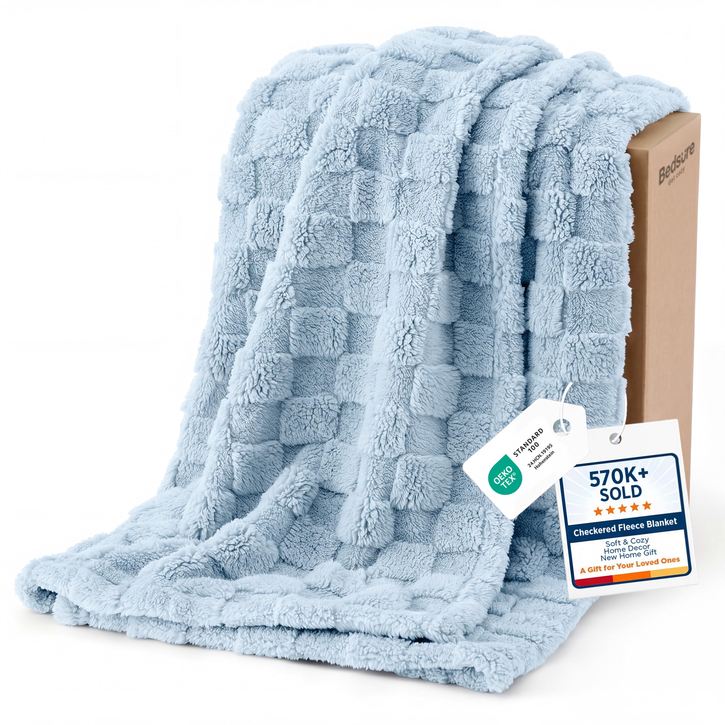 Bedsure GentleSoft Sage Green Throw Blanket for Couch - Checkered Cute Fleece Blankets, Soft Cozy Summer Throw for Bedroom Home Decor Gifts for Mom Girls, Green, 50x60 Inches