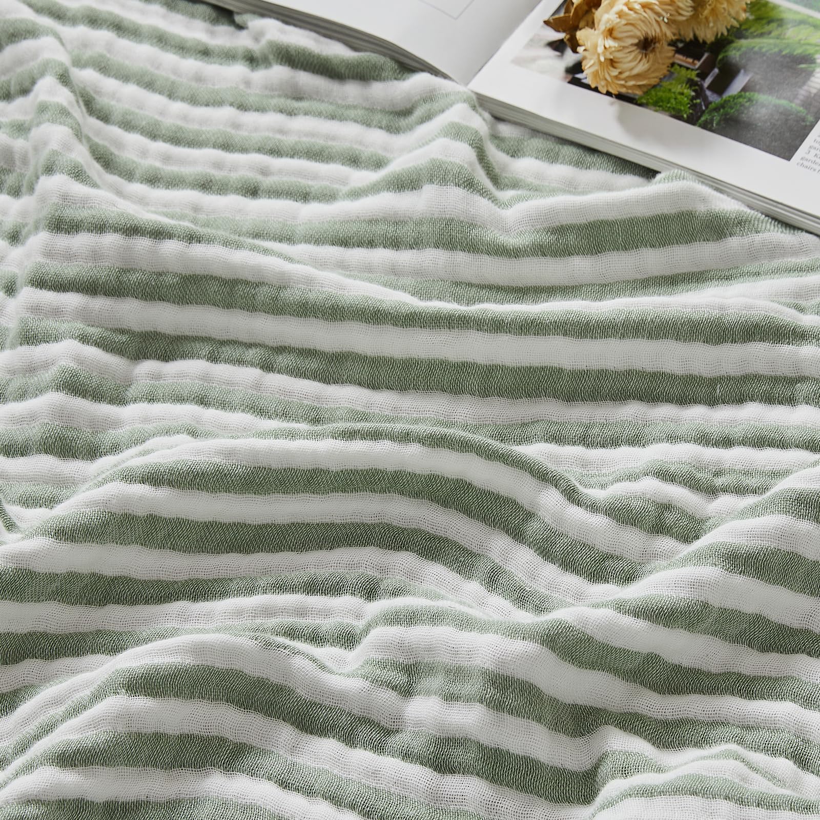 EMME Muslin Throw Blanket for Adults 100% Cotton Blankets for Couch 4-Layer Summer Breathable Gauze All Season Soft and Lightweight Pre-Washed (Teal, 50"x71")