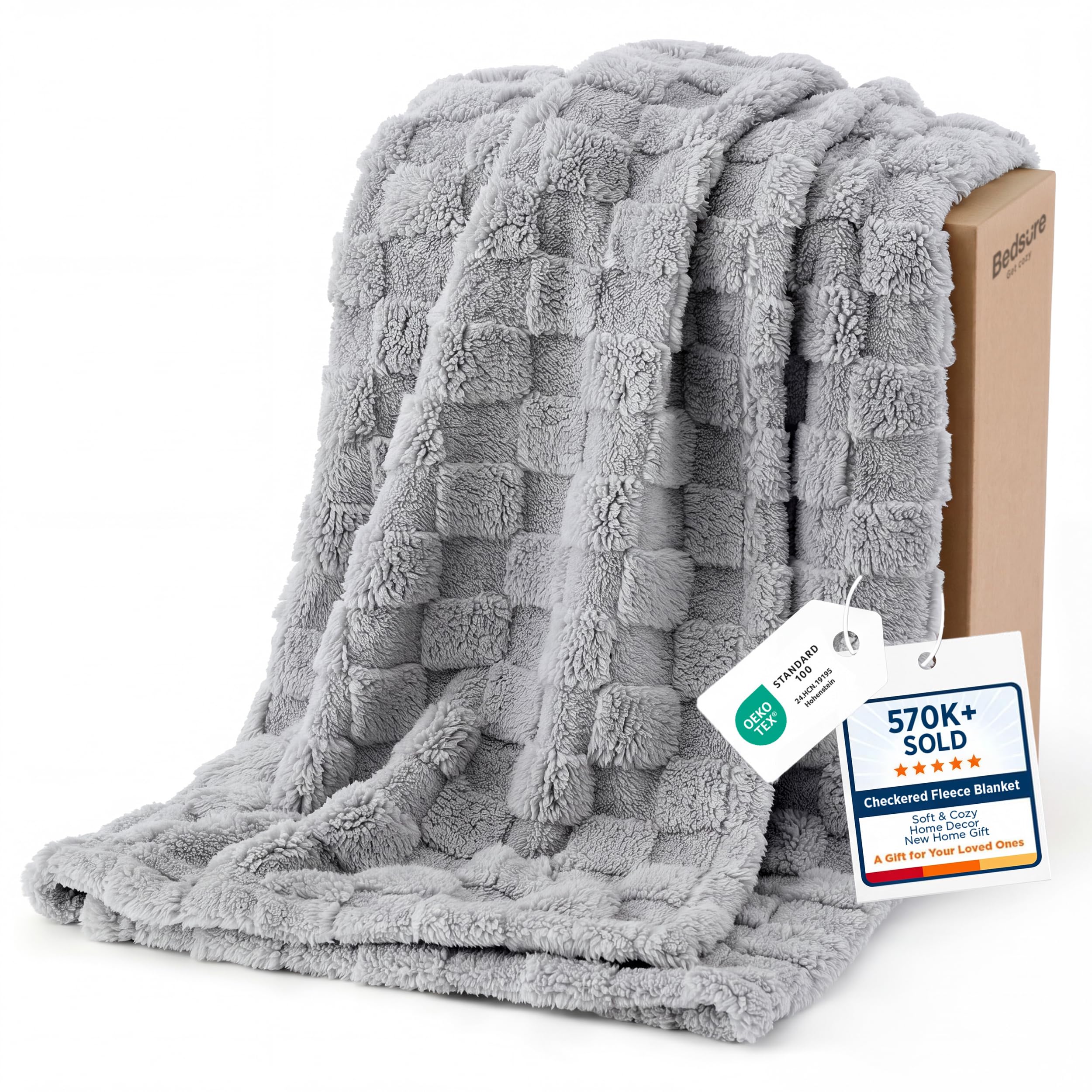 Bedsure GentleSoft Sage Green Throw Blanket for Couch - Checkered Cute Fleece Blankets, Soft Cozy Summer Throw for Bedroom Home Decor Gifts for Mom Girls, Green, 50x60 Inches