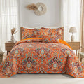 VAPUTAR Quilt King Bedding Set - Soft Cotton Quilts with Paisley Floral Pattern - Lightweight Reversible Bedspreads for Farmhouse (3 Pieces, Bright Teal)