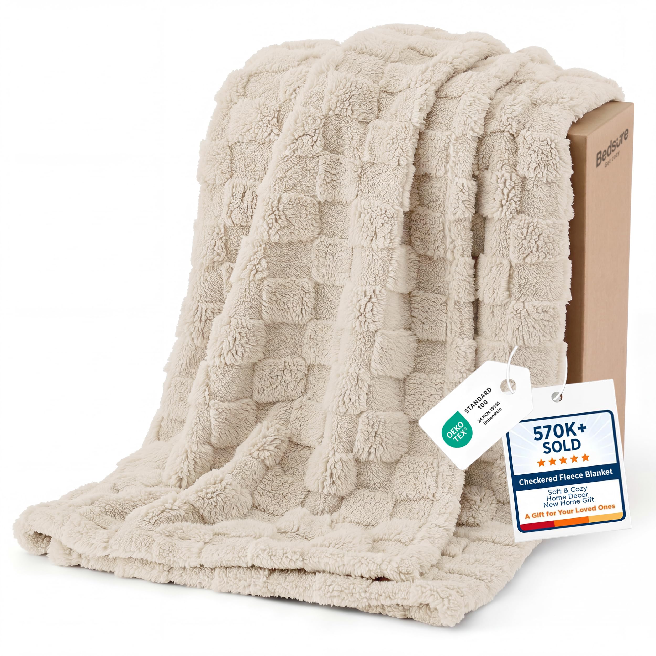 Bedsure GentleSoft Sage Green Throw Blanket for Couch - Checkered Cute Fleece Blankets, Soft Cozy Summer Throw for Bedroom Home Decor Gifts for Mom Girls, Green, 50x60 Inches