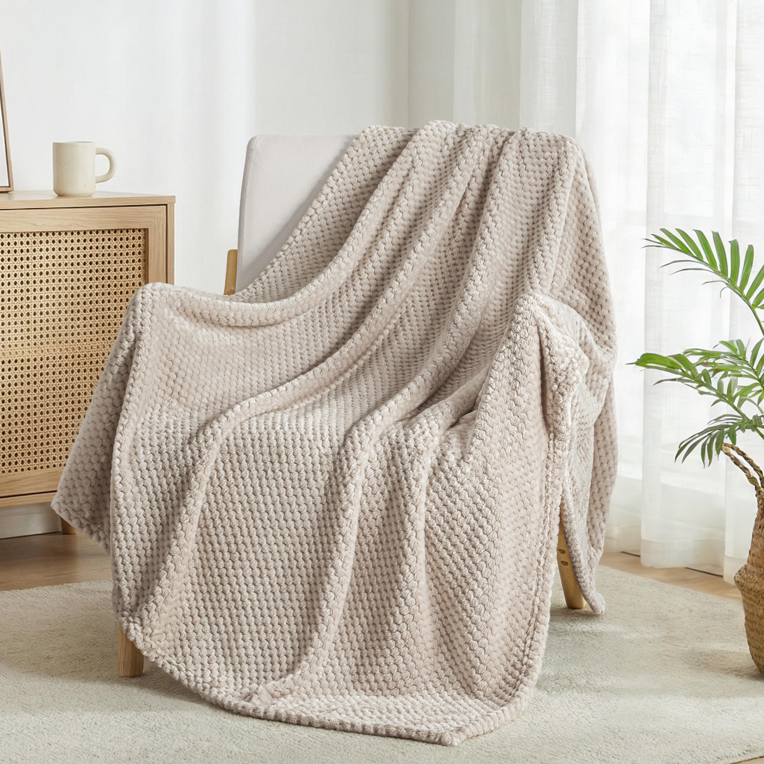 Exclusivo Mezcla Fleece Throw Blanket Extra Large, Super Soft and Warm Blankets for Couch, Sofa and Bed Waffle Textured, Cozy, Fuzzy and Lightweight (Slate Blue, 50x70 Inches)