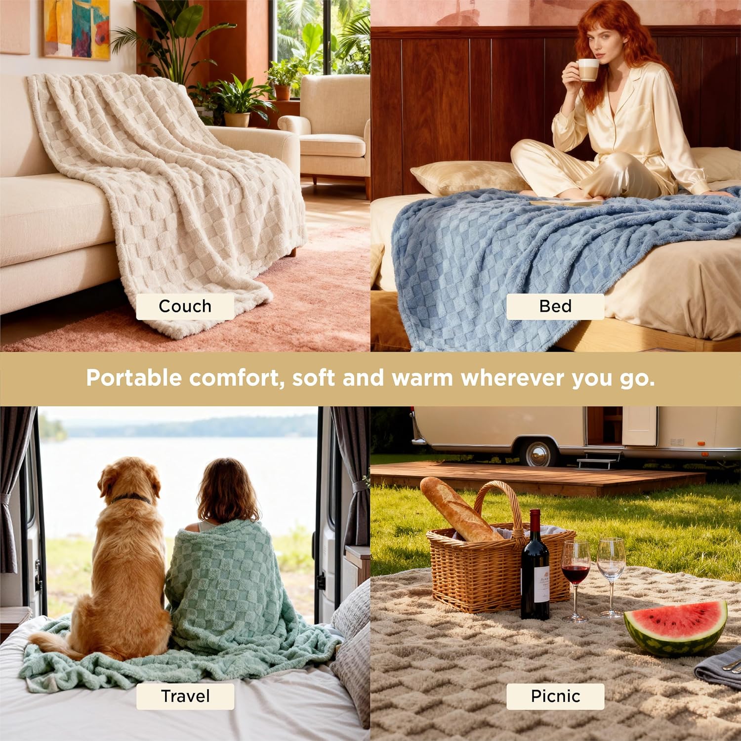 Bedsure GentleSoft Sage Green Throw Blanket for Couch - Checkered Cute Fleece Blankets, Soft Cozy Summer Throw for Bedroom Home Decor Gifts for Mom Girls, Green, 50x60 Inches