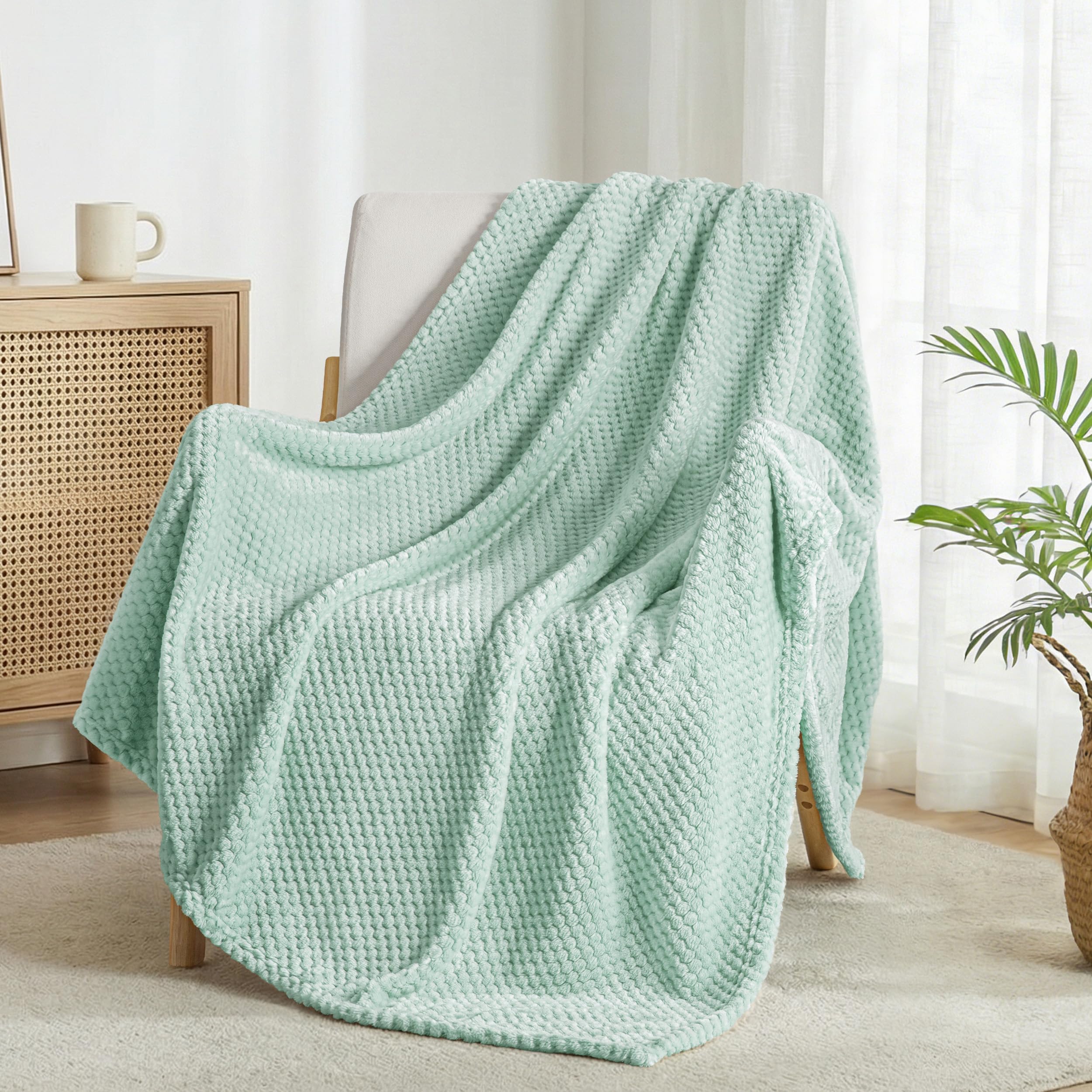 Exclusivo Mezcla Fleece Throw Blanket Extra Large, Super Soft and Warm Blankets for Couch, Sofa and Bed Waffle Textured, Cozy, Fuzzy and Lightweight (Slate Blue, 50x70 Inches)