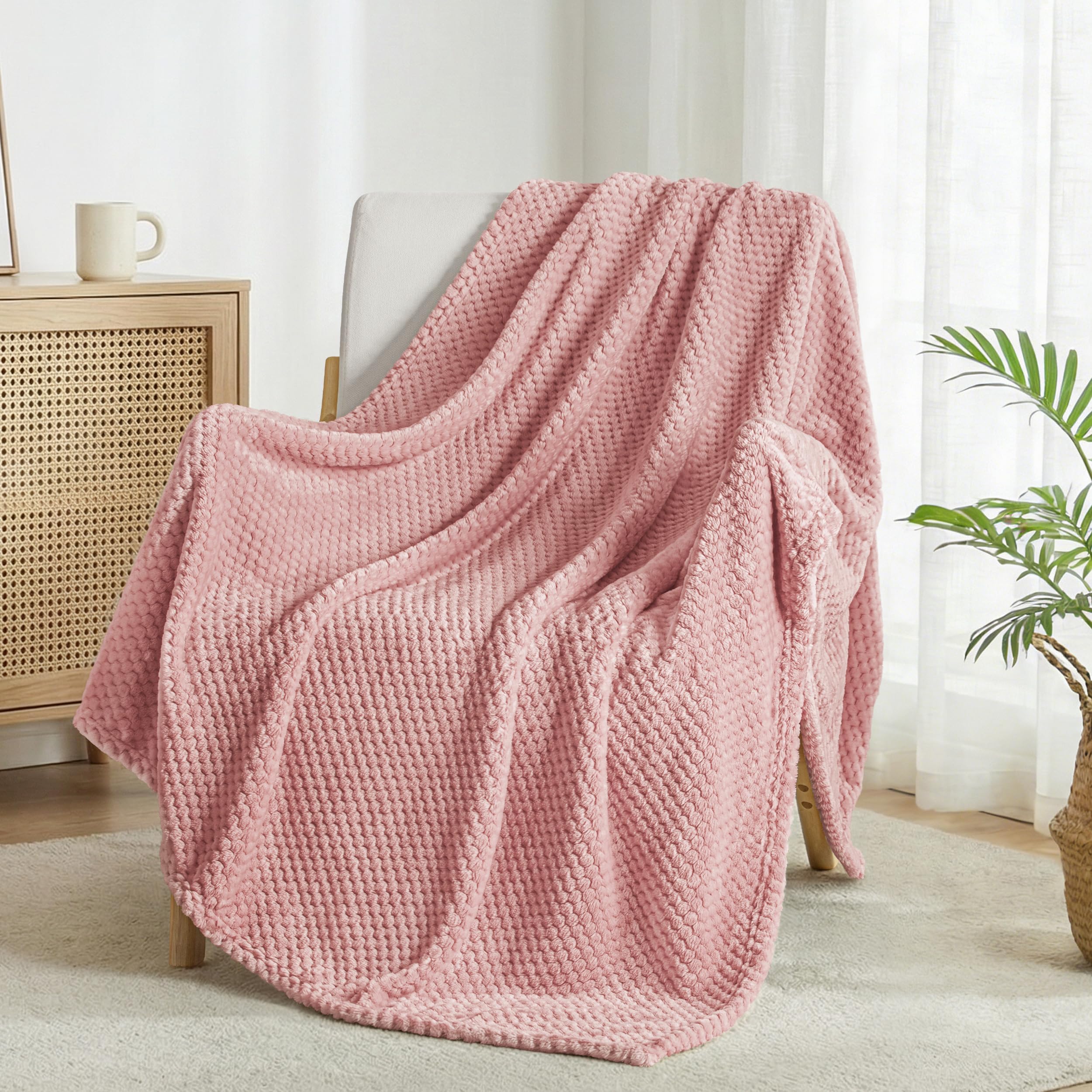 Exclusivo Mezcla Fleece Throw Blanket Extra Large, Super Soft and Warm Blankets for Couch, Sofa and Bed Waffle Textured, Cozy, Fuzzy and Lightweight (Slate Blue, 50x70 Inches)