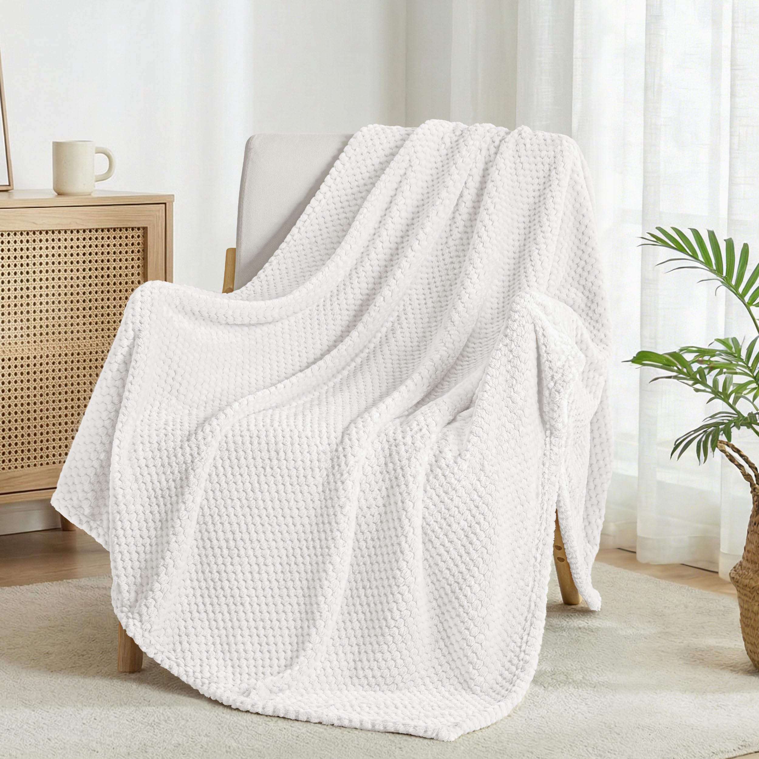 Exclusivo Mezcla Fleece Throw Blanket Extra Large, Super Soft and Warm Blankets for Couch, Sofa and Bed Waffle Textured, Cozy, Fuzzy and Lightweight (Slate Blue, 50x70 Inches)