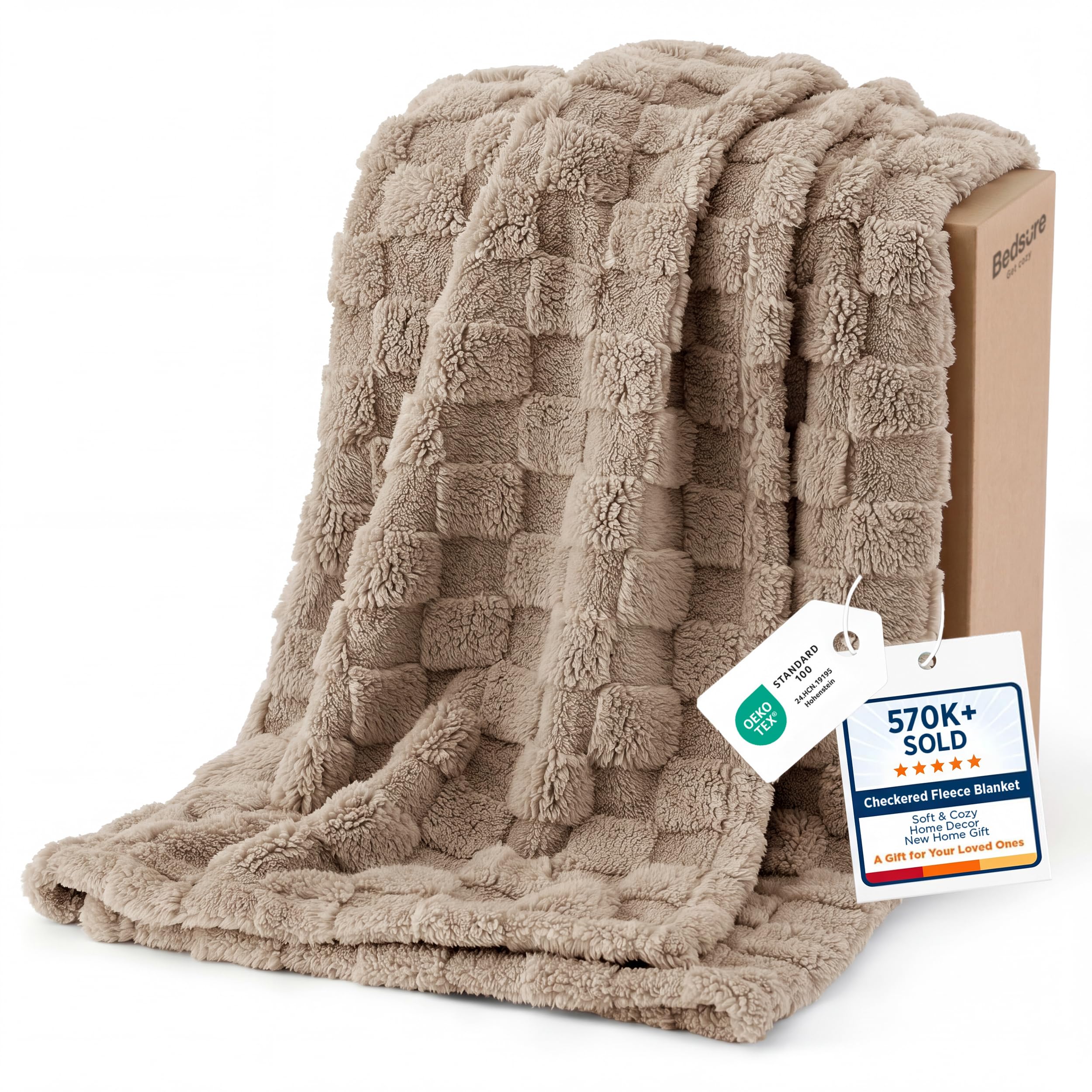 Bedsure GentleSoft Sage Green Throw Blanket for Couch - Checkered Cute Fleece Blankets, Soft Cozy Summer Throw for Bedroom Home Decor Gifts for Mom Girls, Green, 50x60 Inches