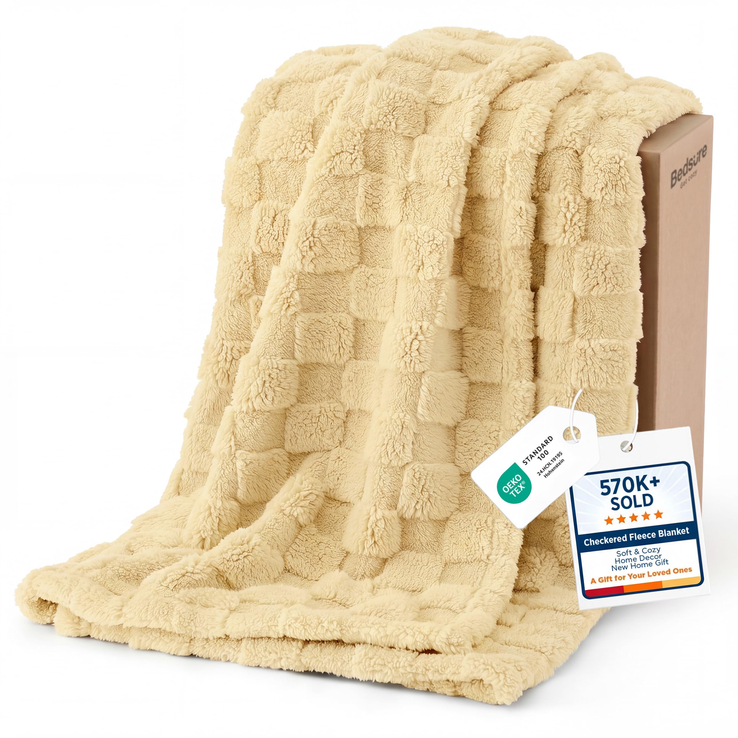 Bedsure GentleSoft Sage Green Throw Blanket for Couch - Checkered Cute Fleece Blankets, Soft Cozy Summer Throw for Bedroom Home Decor Gifts for Mom Girls, Green, 50x60 Inches
