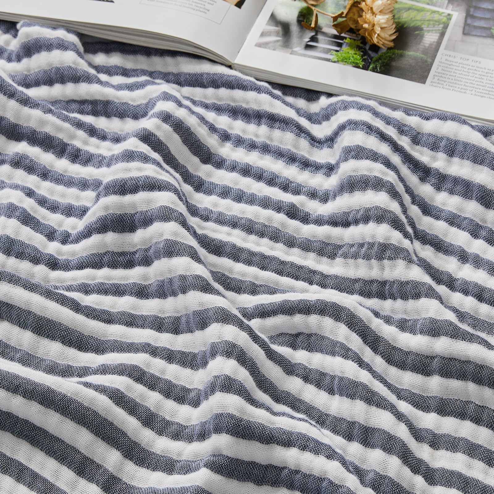 EMME Muslin Throw Blanket for Adults 100% Cotton Blankets for Couch 4-Layer Summer Breathable Gauze All Season Soft and Lightweight Pre-Washed (Teal, 50"x71")