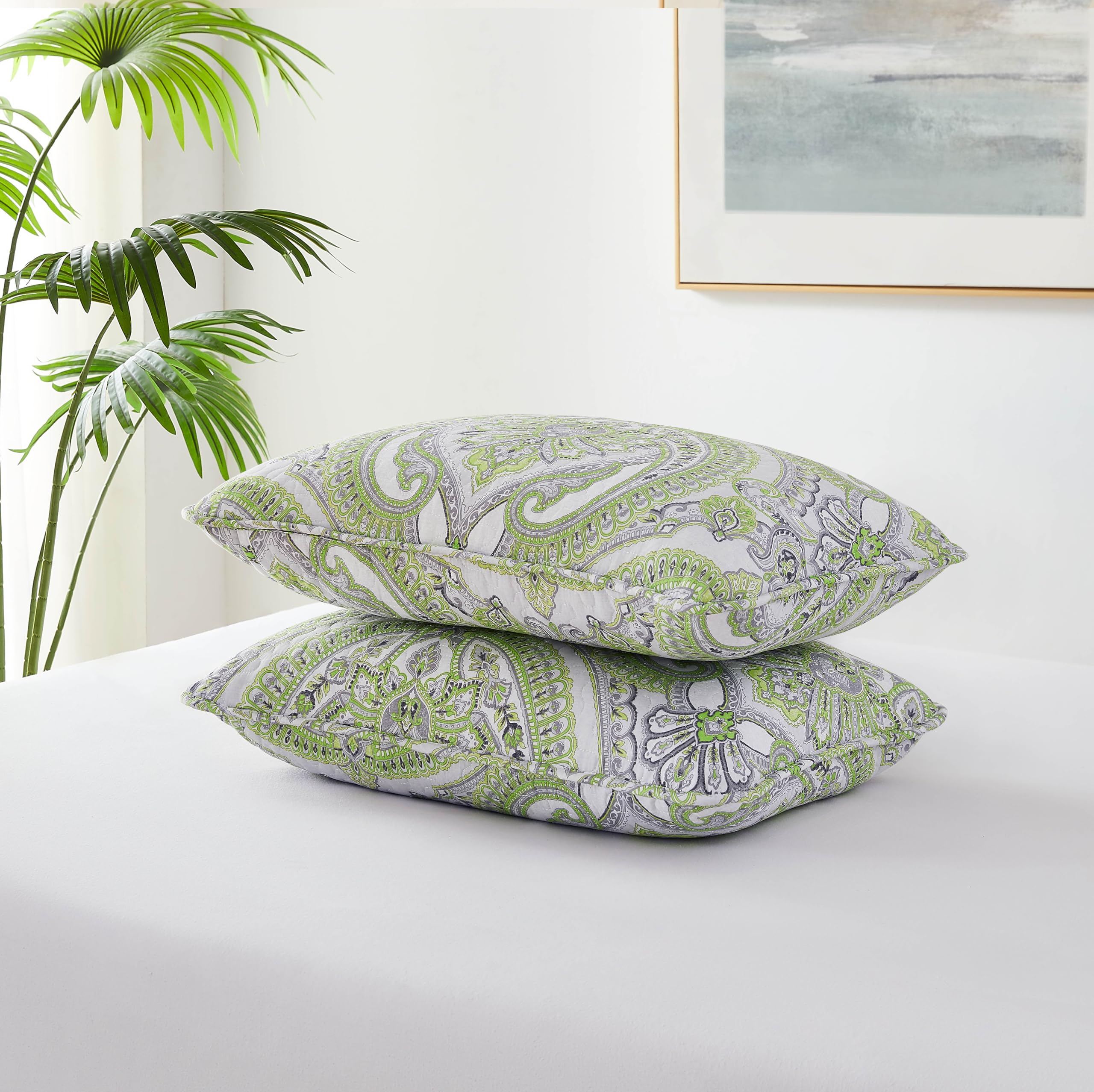 Southshore Fine Living, Inc. Blue Pillow Covers 20"x26", Decorative Pillow Shams Standard Size Set of 2, Fits Twin/Full/Queen Pillows, Breathable Quilted Pillow Shams Complement Quilt Set, Steel Blue