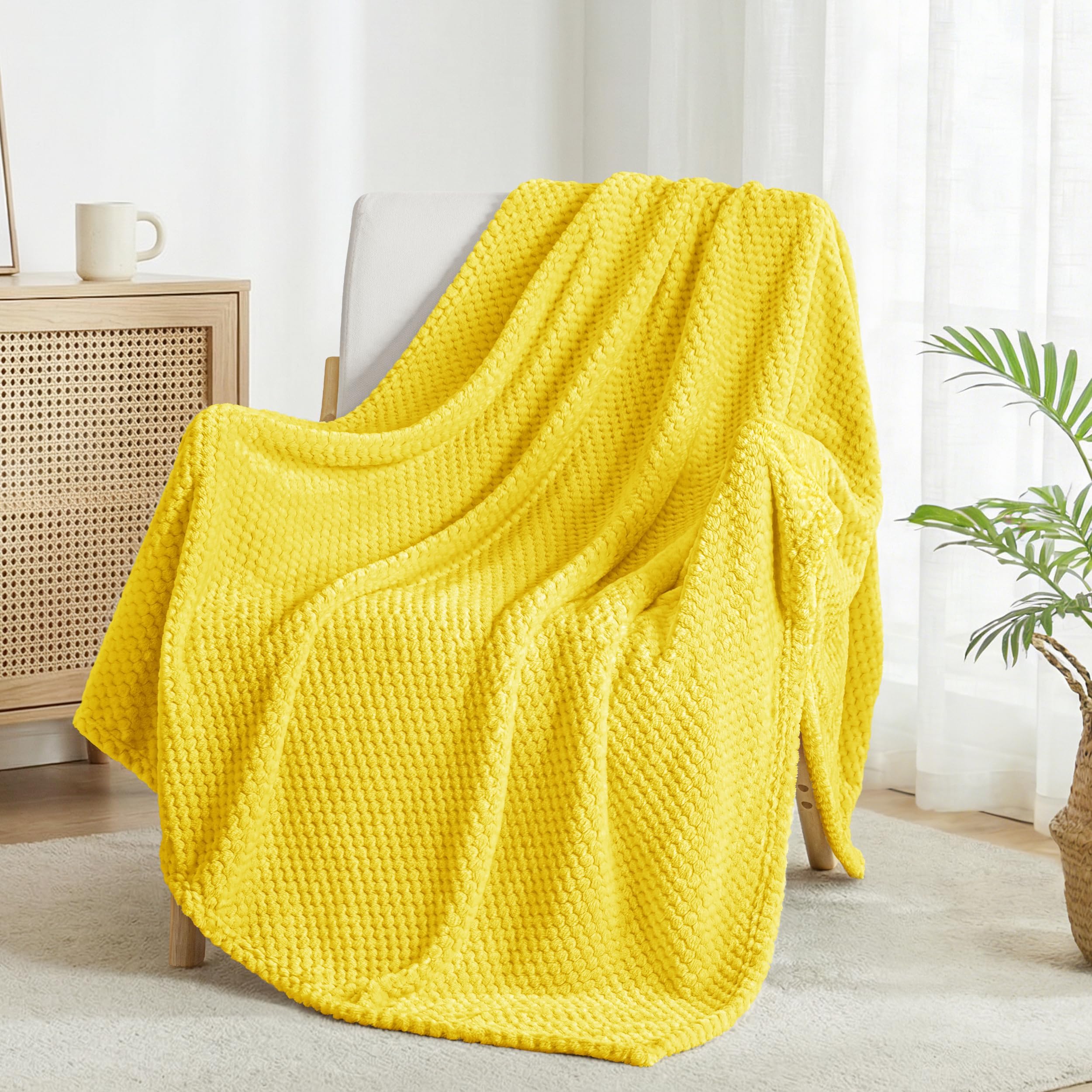 Exclusivo Mezcla Fleece Throw Blanket Extra Large, Super Soft and Warm Blankets for Couch, Sofa and Bed Waffle Textured, Cozy, Fuzzy and Lightweight (Slate Blue, 50x70 Inches)