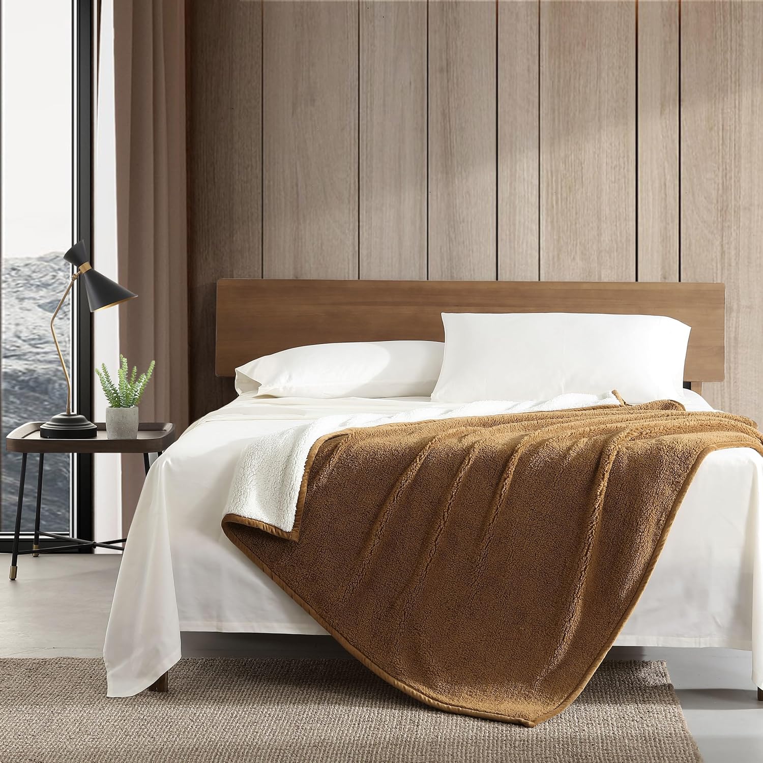 Eddie Bauer - Throw Blanket, Ultra-Soft Plush & Reversible Bedding, Throw Blanket for Couch & Bed (Solid Brown, 50" x 60")