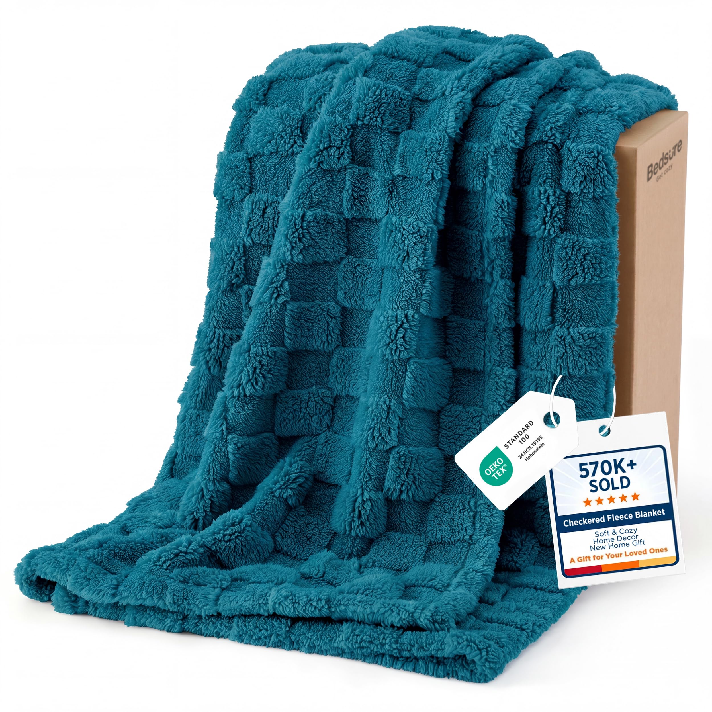 Bedsure GentleSoft Sage Green Throw Blanket for Couch - Checkered Cute Fleece Blankets, Soft Cozy Summer Throw for Bedroom Home Decor Gifts for Mom Girls, Green, 50x60 Inches