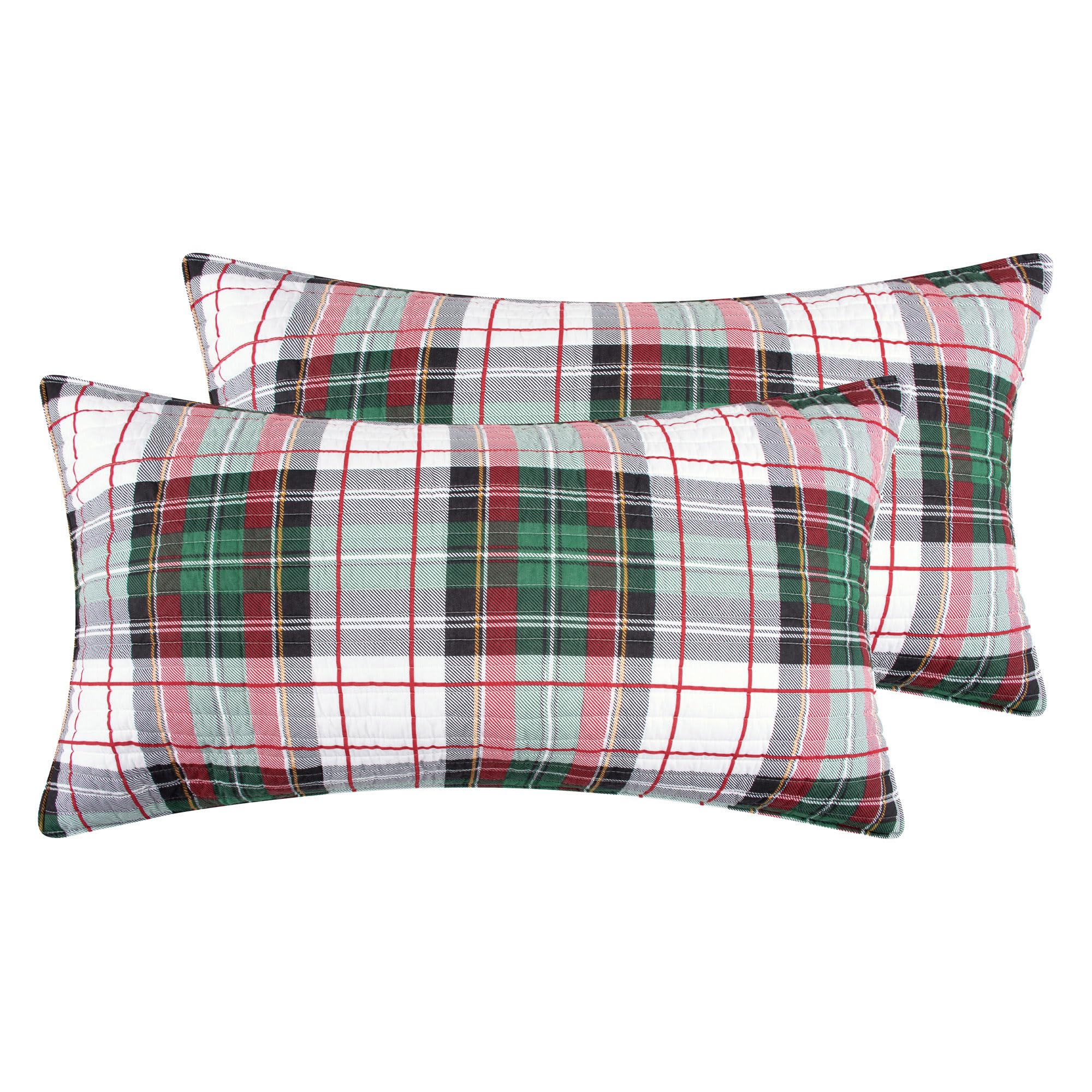Levtex Home - Spencer Plaid Neutral - Standard Shams Set of 2 (20x26in.) - Plaid - Beige Tan Cream - Cotton